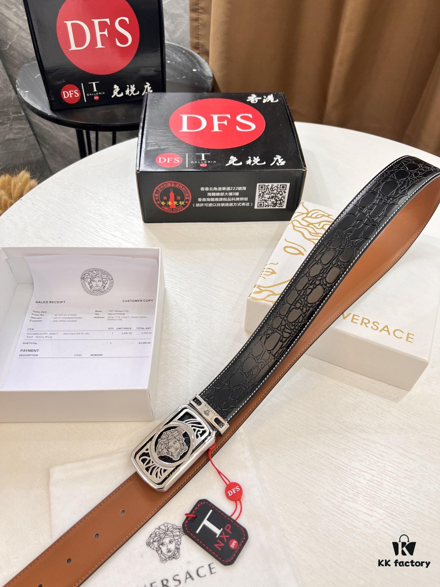 693201d13a89a121ed5508d7 Versace Belt, New Arrival, Top Quality Genuine Leather with Medusa Head Embossing, Fashion Luxury Brand Belt for Men