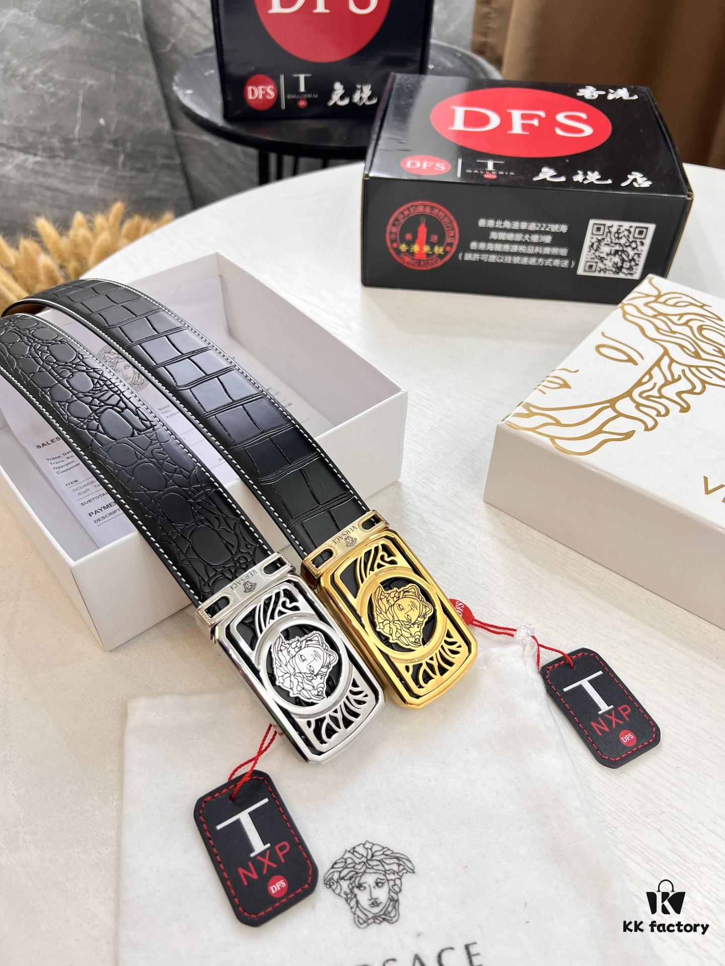 693201d23a89a121ed5508d9 Versace Belt, New Arrival, Top Quality Genuine Leather with Medusa Head Embossing, Fashion Luxury Brand Belt for Men