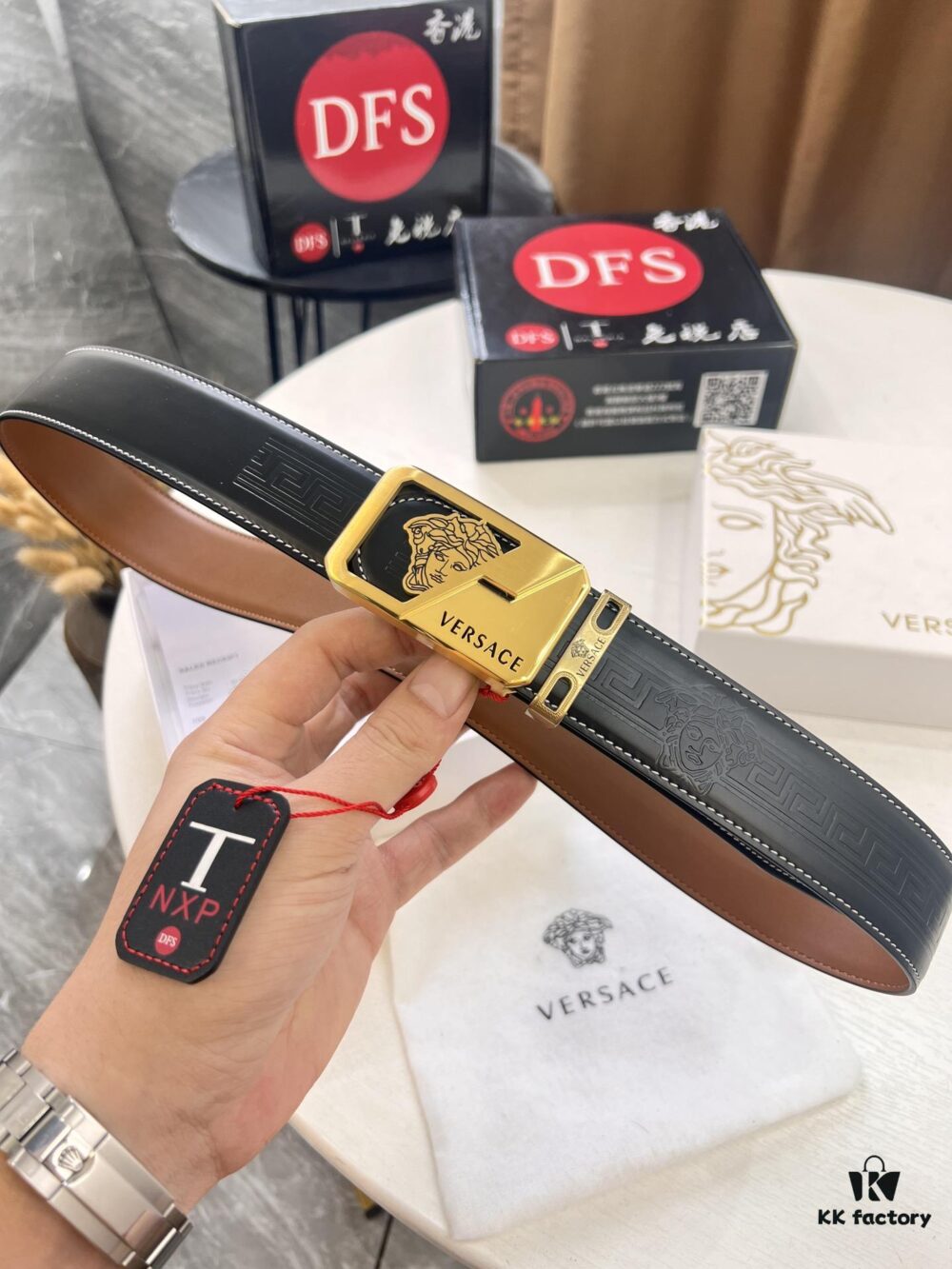 693201d33a89a121ed5508ef Versace Belt, New Style, Top-Quality Full-Grain Calfskin with Medusa Head Embossing, Fashionable Streetwear Design, Soft Leather Texture, Premium Stainless Steel Hardware, 3.8cm Width