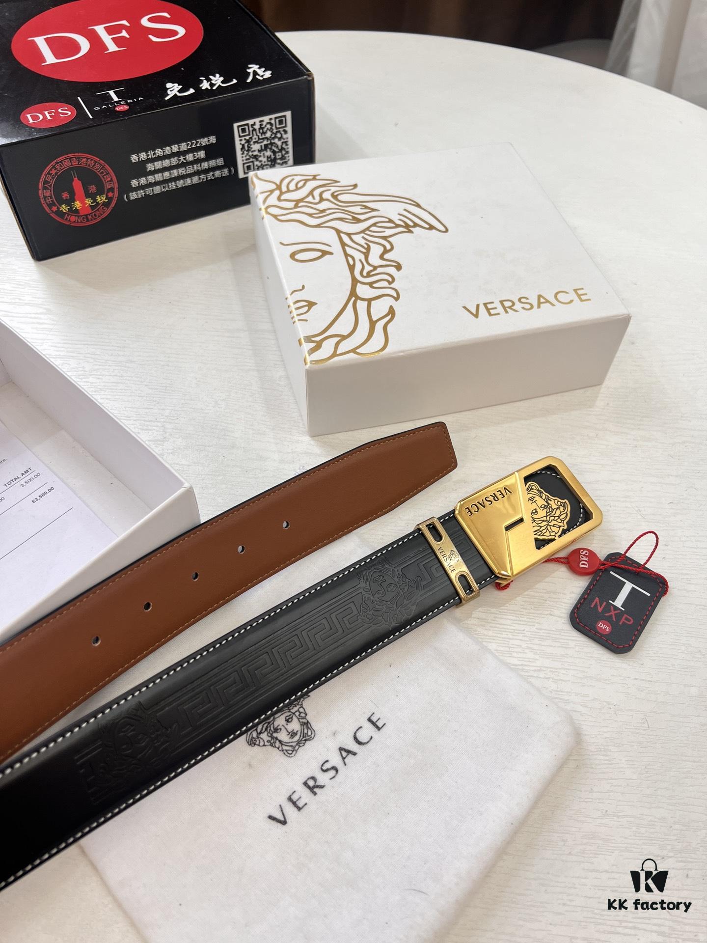 693201d33a89a121ed5508f0 Versace Belt, New Arrival, Top Quality Genuine Leather, Soft Touch, Steel Hardware, 3.8cm Width, Fashion Luxury Brand