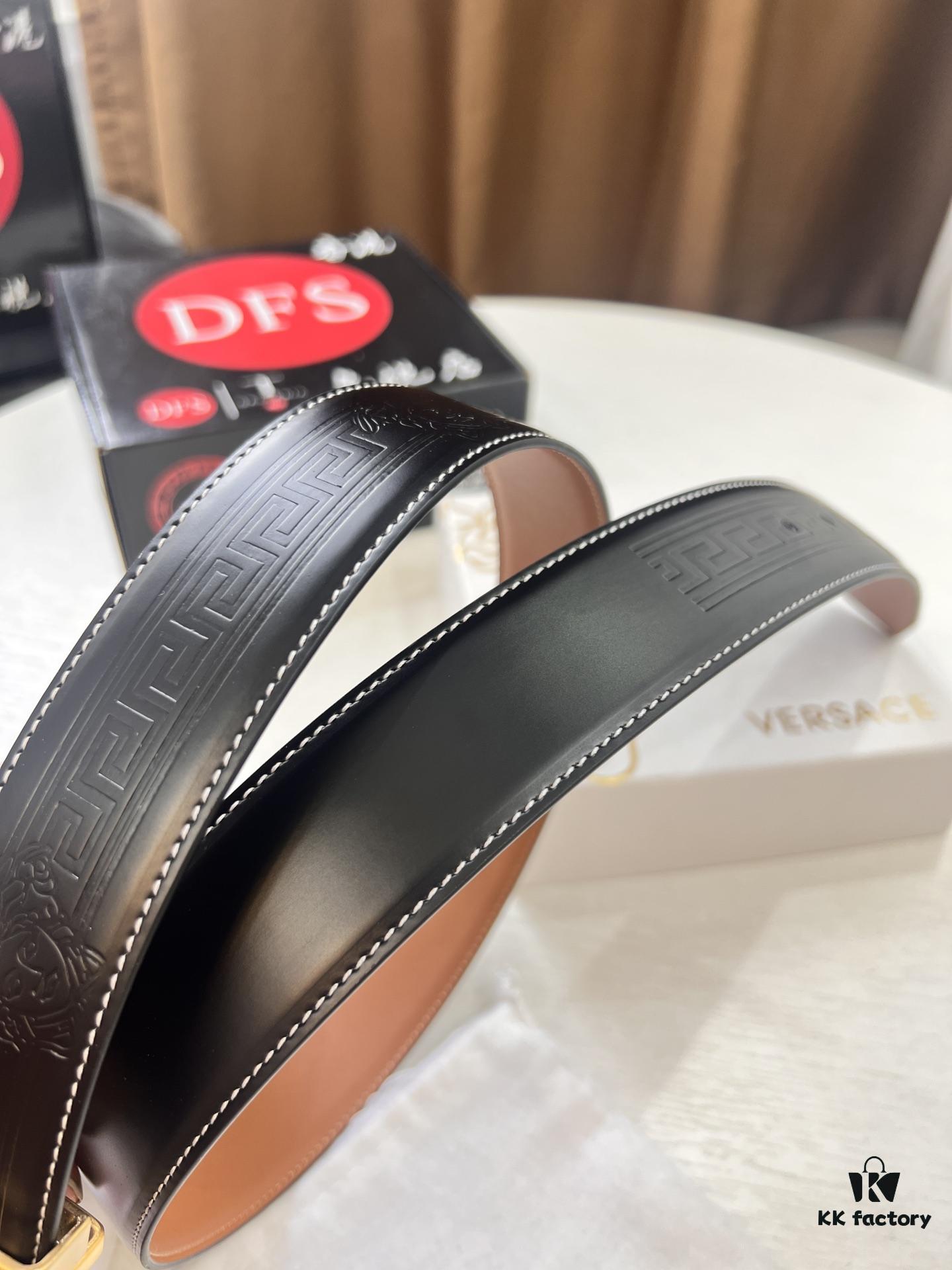 693201d33a89a121ed5508f1 Versace Belt, New Arrival, Top Quality Genuine Leather, Soft Touch, Steel Hardware, 3.8cm Width, Fashion Luxury Brand