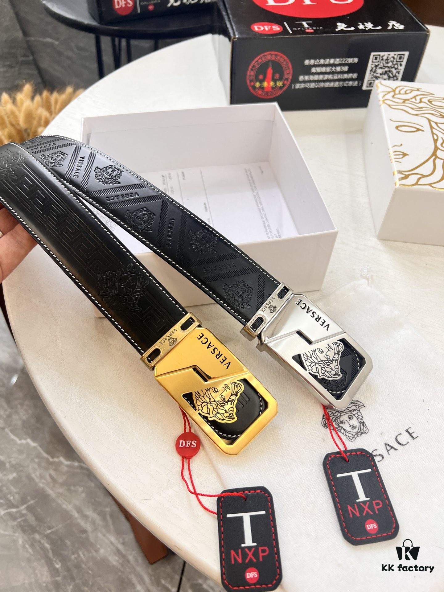 693201d43a89a121ed5508f5 Versace Belt, New Arrival, Top Quality Genuine Leather, Soft Touch, Steel Hardware, 3.8cm Width, Fashion Luxury Brand