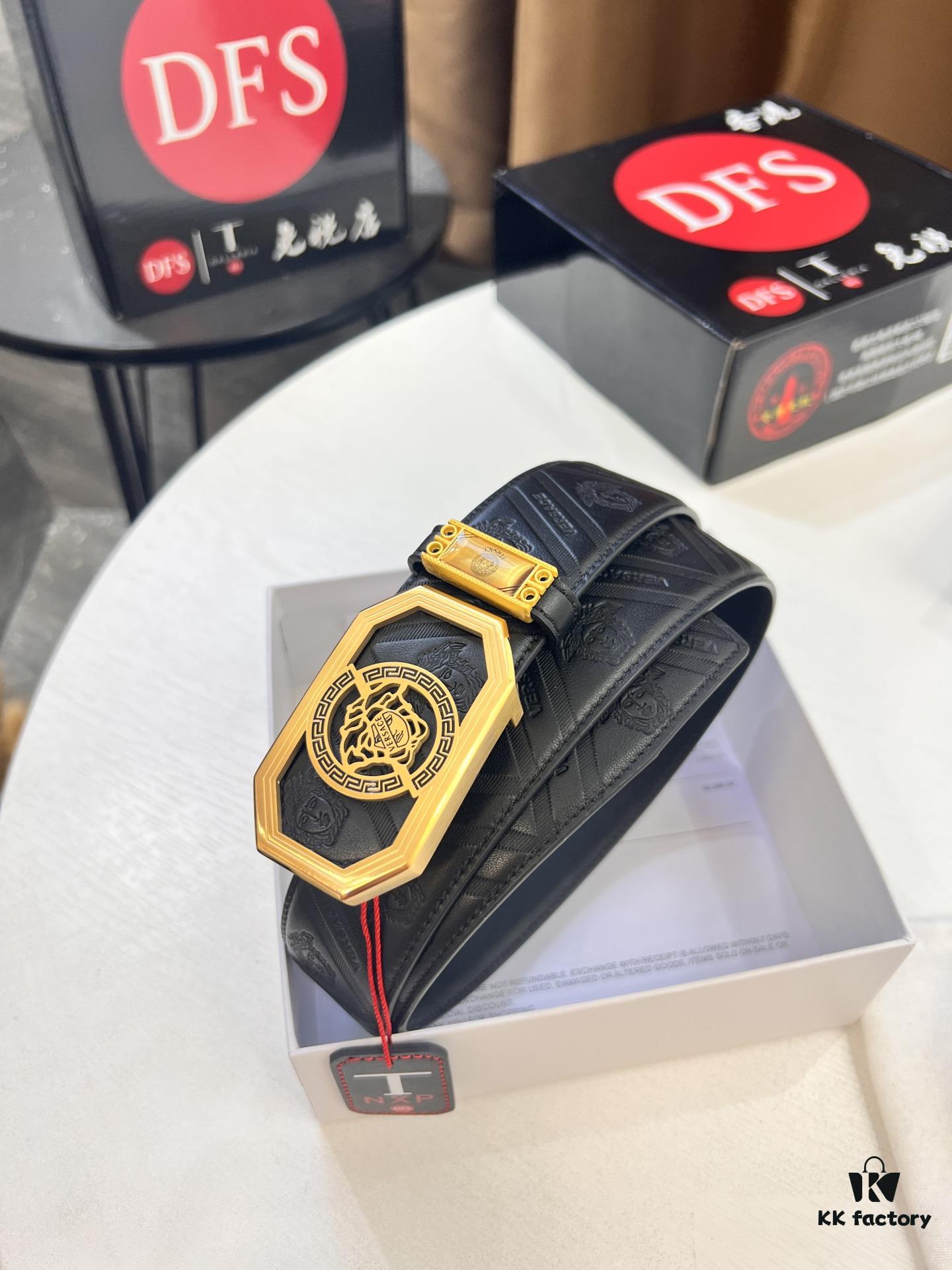 693201d43a89a121ed5508f9 Versace Belt, New Arrival, Top-Quality Genuine Leather with Medusa Head Embossing, Fashionable Streetwear Style, Soft Leather Texture, Precision Stainless Steel Hardware, 3.8cm Width