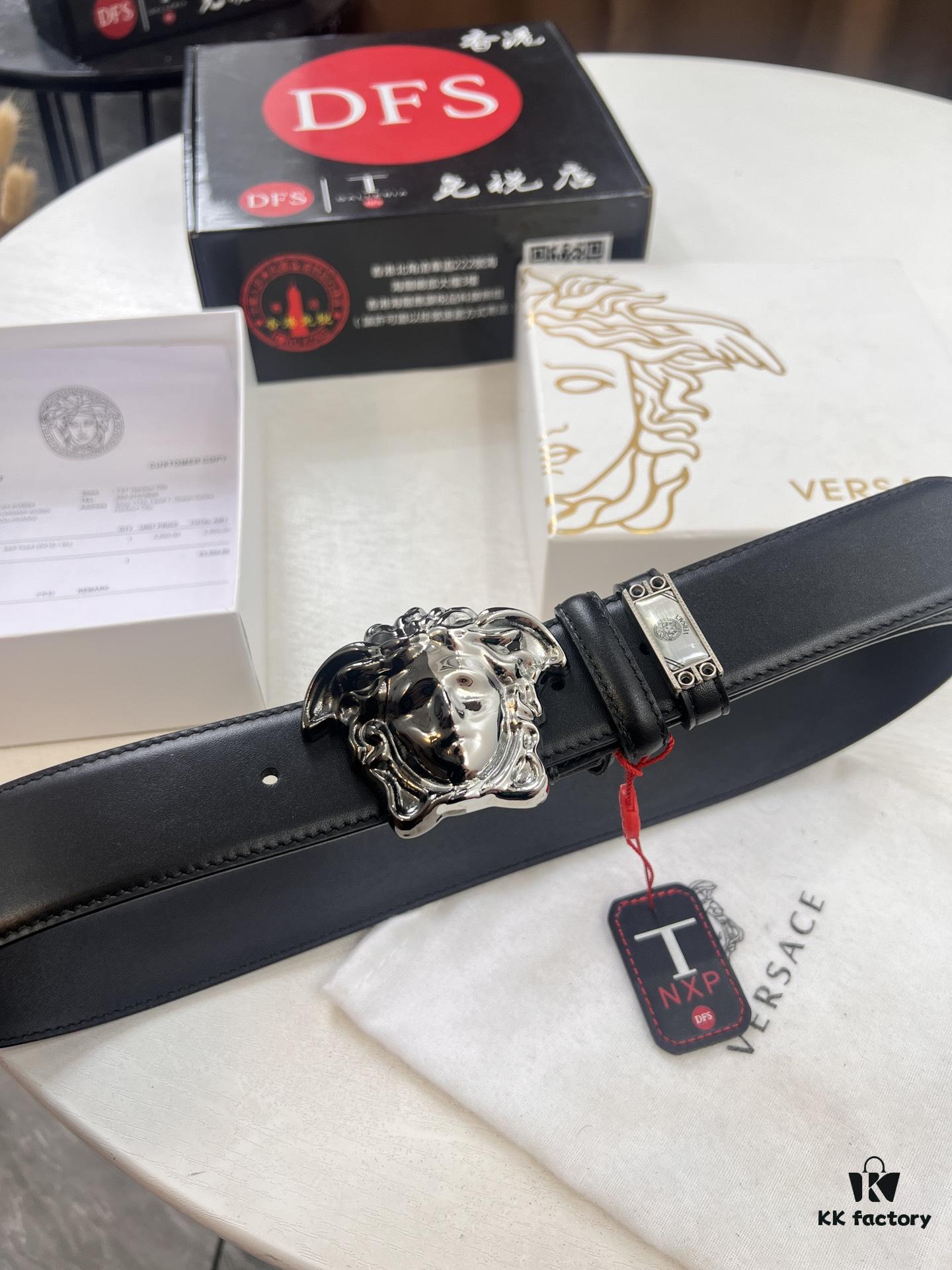 693201d53a89a121ed550906 Versace Genuine Crocodile-Textured Calfskin Belt – Original Factory Direct, Authentic NFC Chip Verified via Official Website