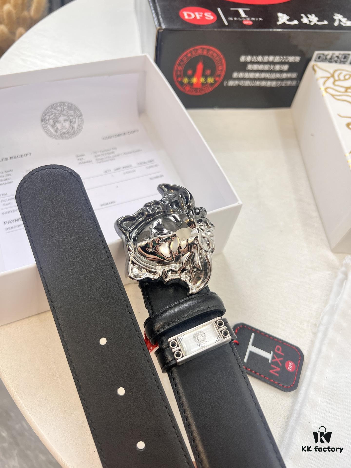693201d53a89a121ed550907 Versace Genuine Crocodile-Textured Calfskin Belt – Original Factory Direct, Authentic NFC Chip Verified via Official Website