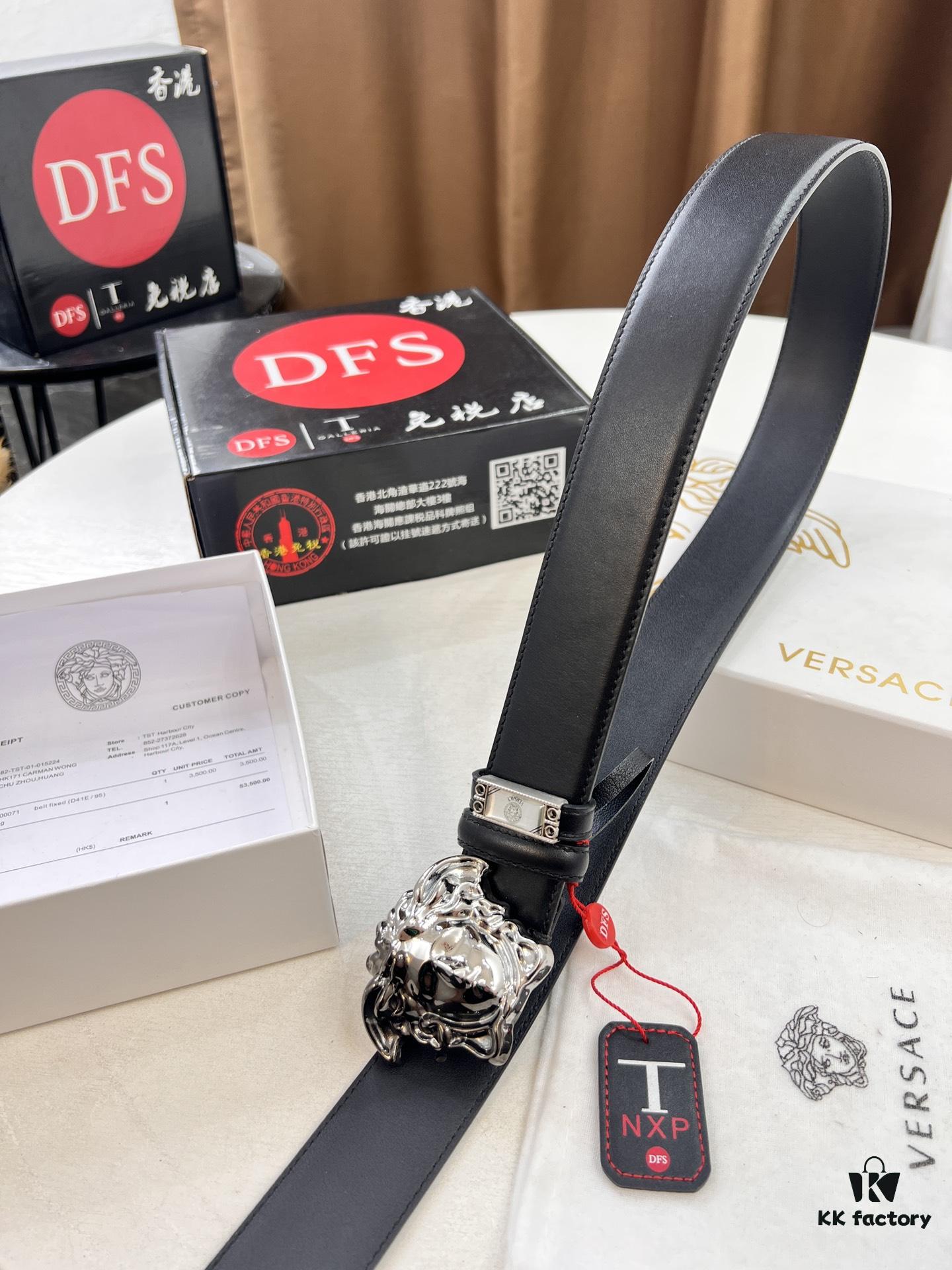 693201d53a89a121ed550909 Versace Genuine Crocodile-Textured Calfskin Belt – Original Factory Direct, Authentic NFC Chip Verified via Official Website