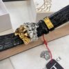 Versace Genuine Leather Belt with Medusa Buckle – Original Order, Italian Imported Calfskin, Crocodile Texture, 3.8cm Width