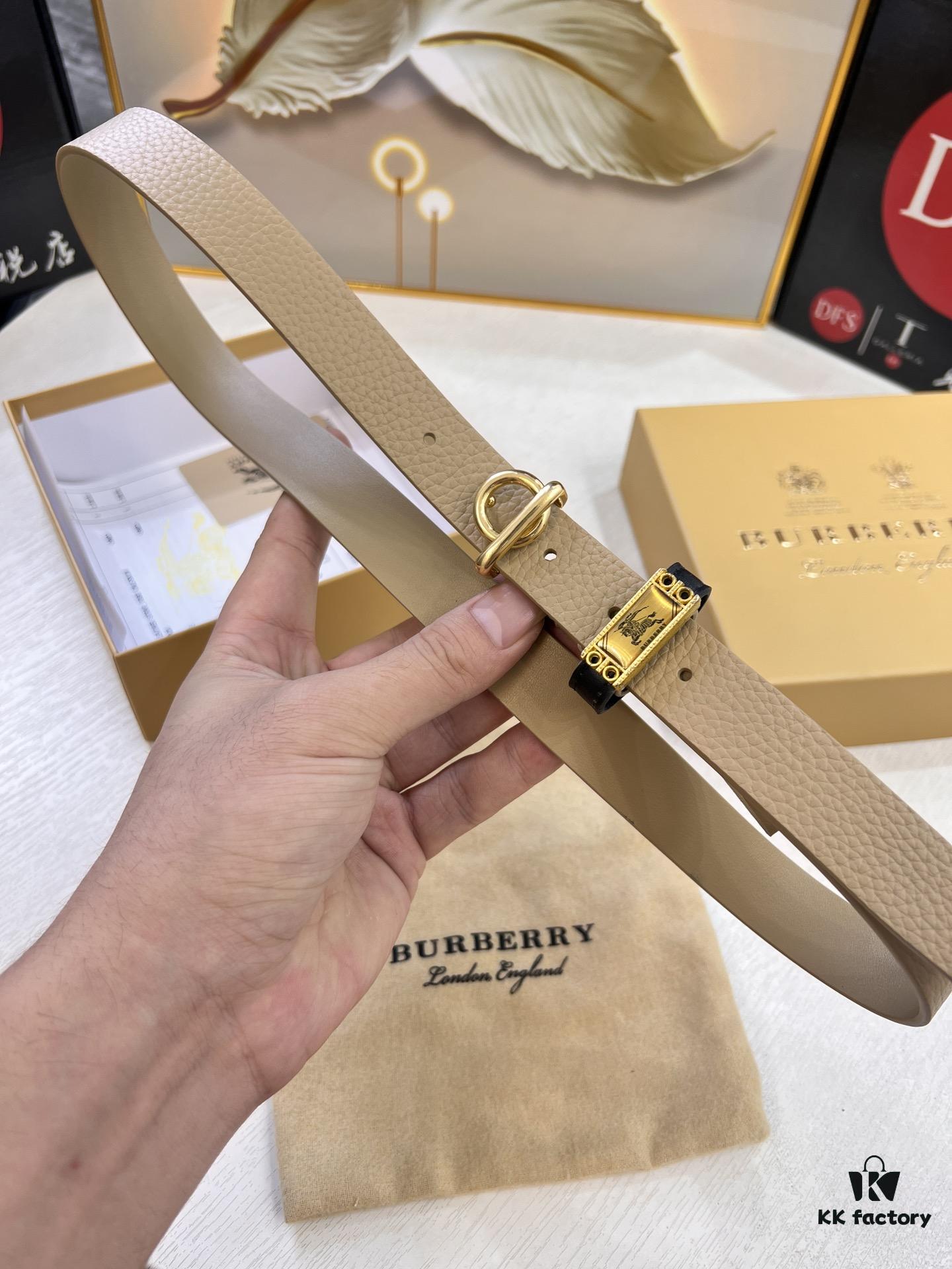 693201d63a89a121ed550913 Burberry Equestrian Women's Leather Belt, Top-Quality Full-Grain Calfskin with Steel Buckle, 2.0cm Width, Fashionable and Soft to Touch