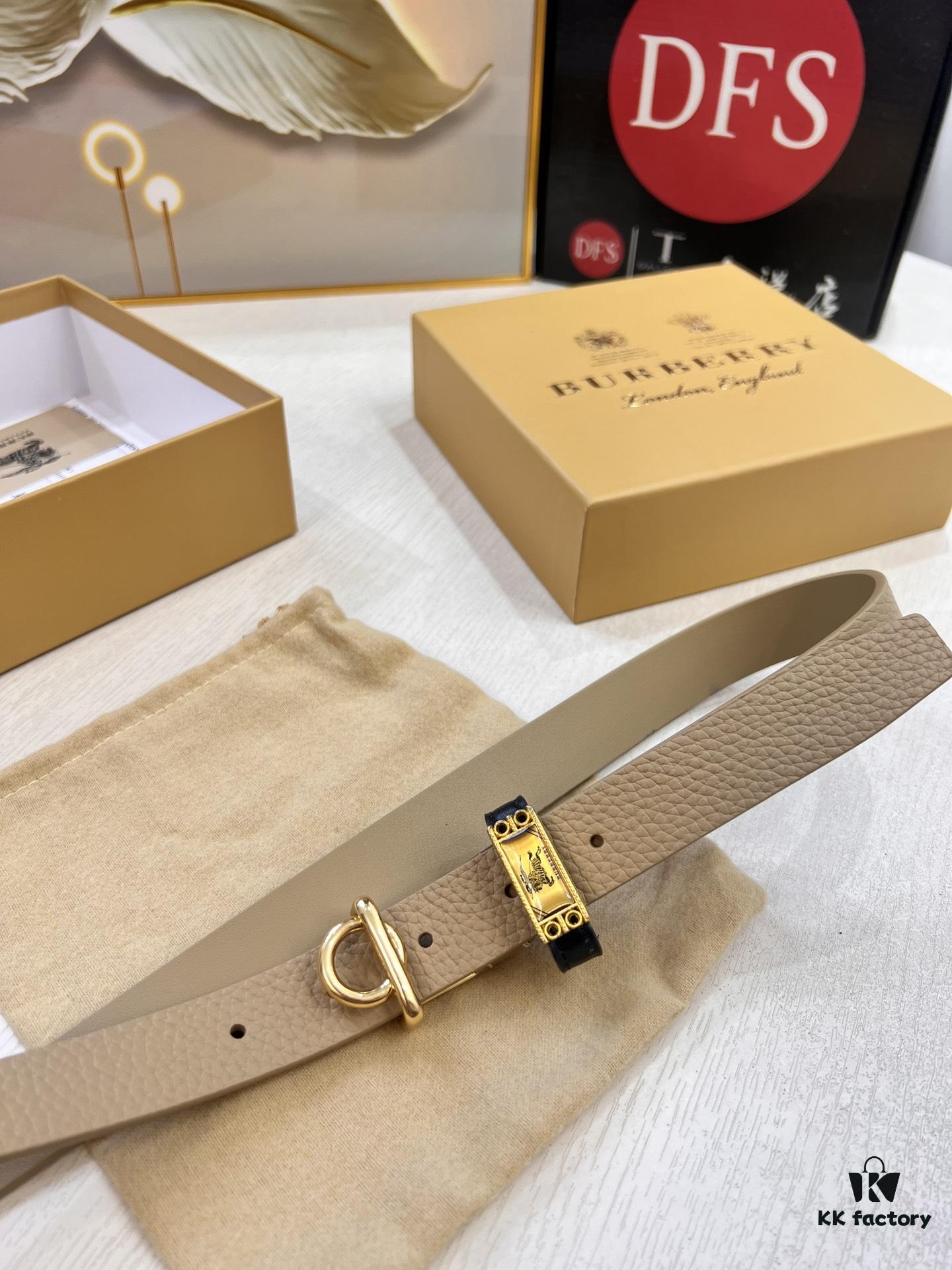 693201d63a89a121ed550914 Burberry Equestrian Women's Leather Belt, Top-Quality Full-Grain Calfskin with Steel Buckle, 2.0cm Width, Fashionable and Soft to Touch