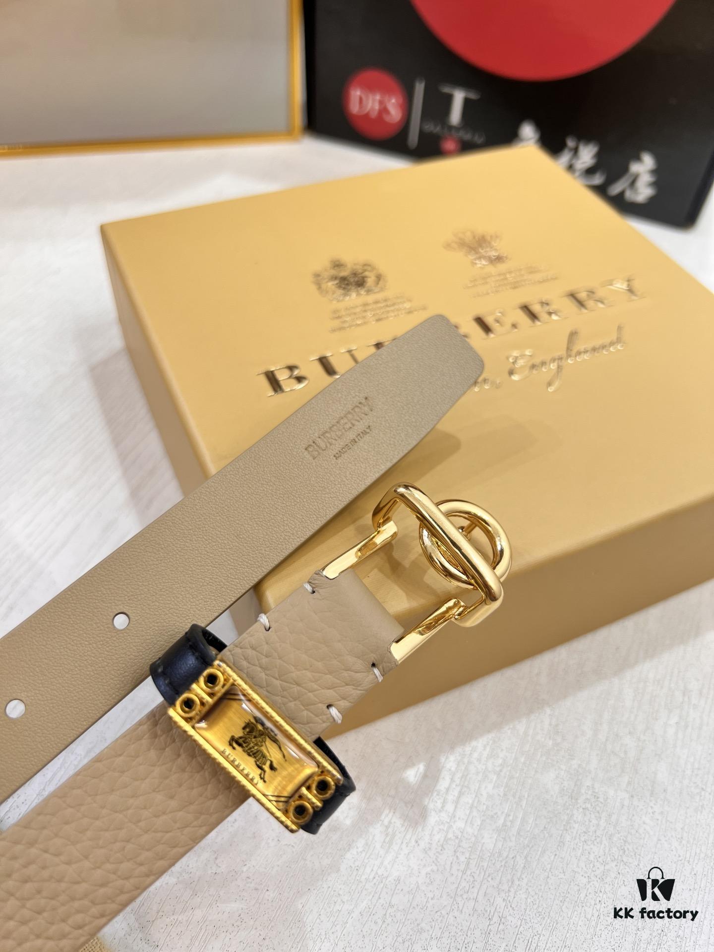 693201d63a89a121ed550915 Burberry Equestrian Women's Leather Belt, Top-Quality Full-Grain Calfskin with Steel Buckle, 2.0cm Width, Fashionable and Soft to Touch