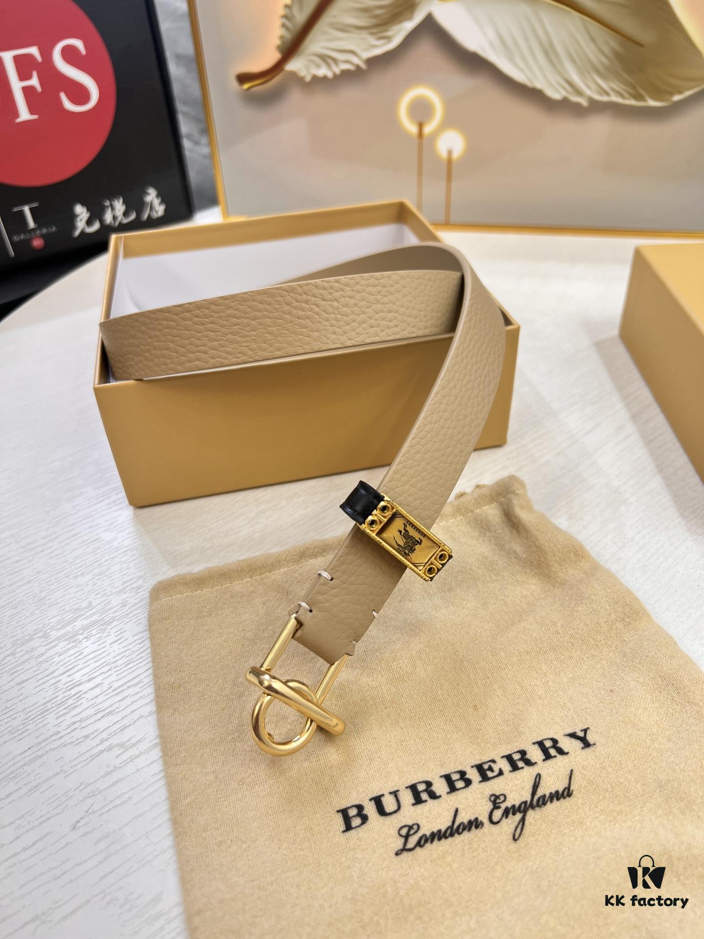 693201d63a89a121ed550917 Burberry Equestrian Women's Leather Belt, Top-Quality Full-Grain Calfskin with Steel Buckle, 2.0cm Width, Fashionable and Soft to Touch