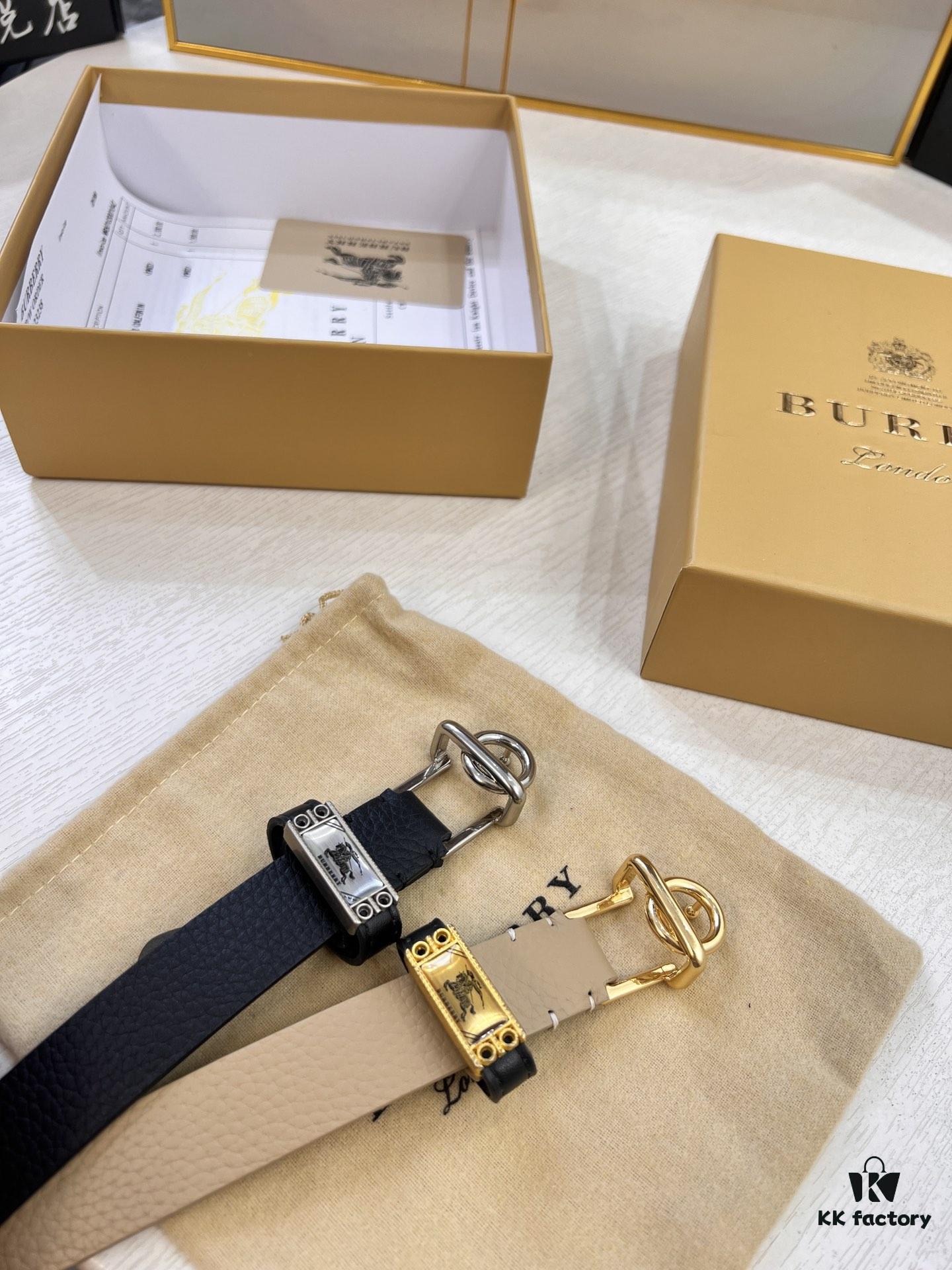 693201d73a89a121ed550919 Burberry Equestrian Women's Leather Belt, Top-Quality Full-Grain Calfskin with Steel Buckle, 2.0cm Width, Fashionable and Soft to Touch
