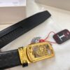 693201e83a89a121ed55091c Versace Automatic Buckle Belt, Custom Embossed Top-Grain Imported Leather, Fine Calfskin with Wax Thread Stitching, 3.5 cm Width, Premium Quality Business Formal Accessory
