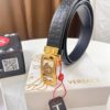 693201e83a89a121ed55091f Versace Automatic Buckle Belt, Custom Embossed Top-Grain Imported Leather, Fine Calfskin with Wax Thread Stitching, 3.5 cm Width, Premium Quality Business Formal Accessory
