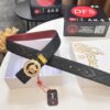 693201f83a89a121ed550942 Versace Medusa Belt - Original Factory Direct, Italian Imported Top Grain Calfskin, Wine Red Plain Texture, 3.8cm Width