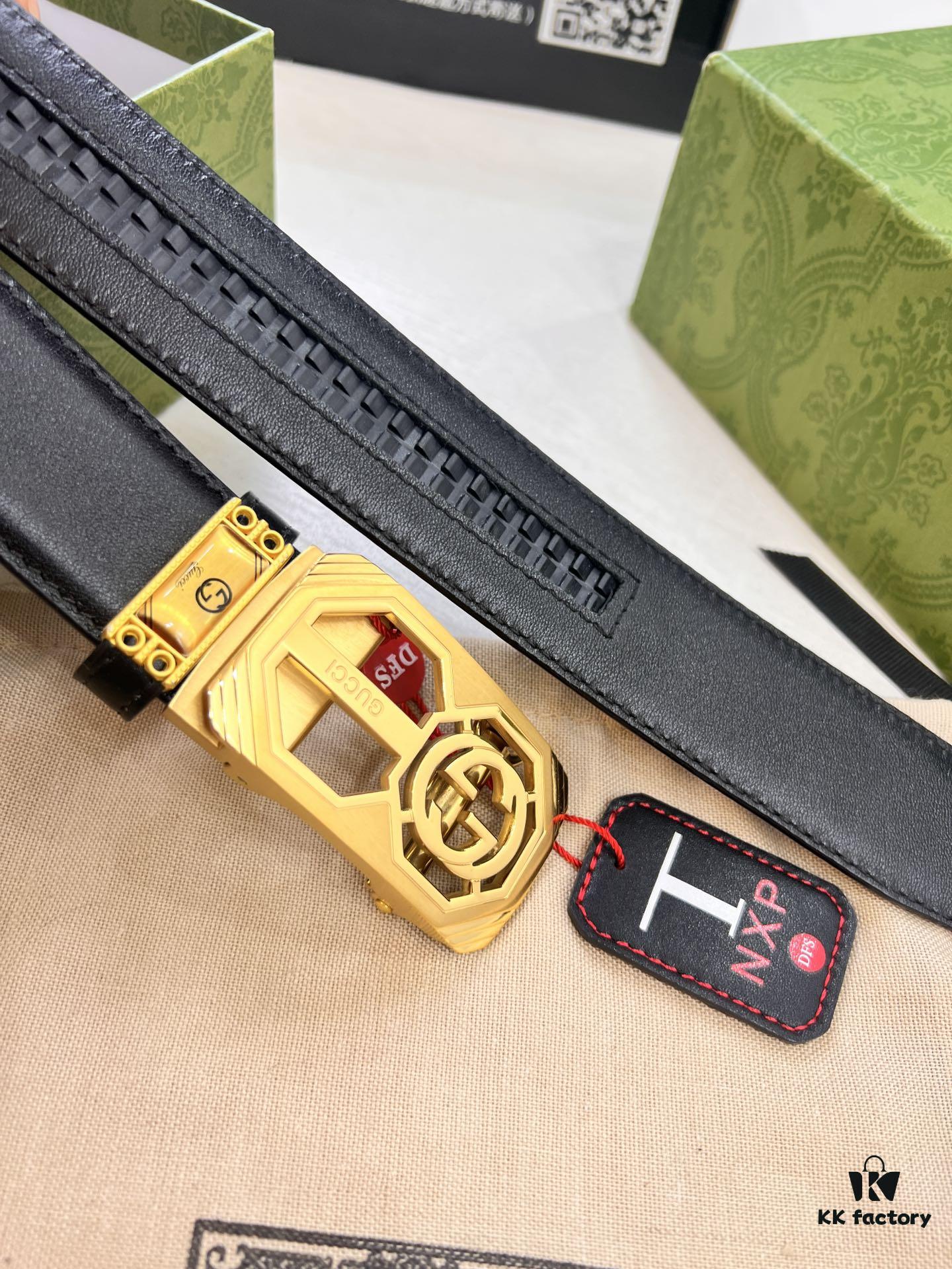 693201fd3a89a121ed55094d Gucci Automatic Buckle Belt, Embossed Full-Grain Cowhide, 3.5cm Width, Top-Quality Business Formal Belt with NXP Anti-Counterfeit Chip