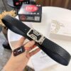 693202063a89a121ed550952 Versace-style Crocodile Grain Top-layer Calfskin Belt, Hollow Stainless Steel Hardware, 3.8cm Width, Dual-sided Wear, Fashion Show Style