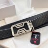 693202063a89a121ed550953 Versace-style Crocodile Grain Top-layer Calfskin Belt, Hollow Stainless Steel Hardware, 3.8cm Width, Dual-sided Wear, Fashion Show Style