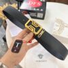 693202073a89a121ed550959 Versace Belt - Original Factory Direct, Genuine NXP RFID Tag, Hollow Stainless Steel Hardware, Italian Crocodile Grain Top Layer Calfskin Leather, 3.8cm Width, Double-Sided Wear, Fashion Show Style