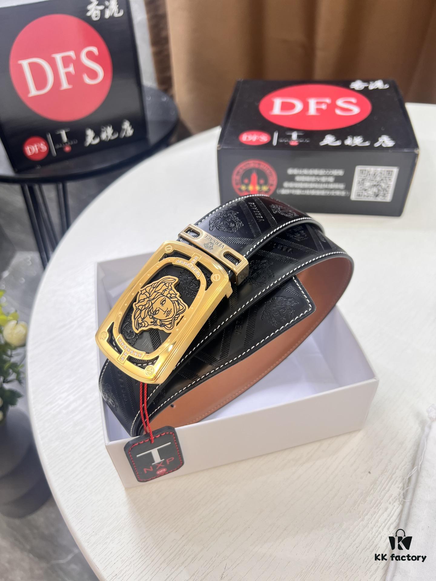 693202123a89a121ed55096a Versace Medusa Leather Belt - Authentic Original Order, Italian Imported Top Grain Calfskin, 3.8cm Width, Duty-Free Hong Kong Gift Box