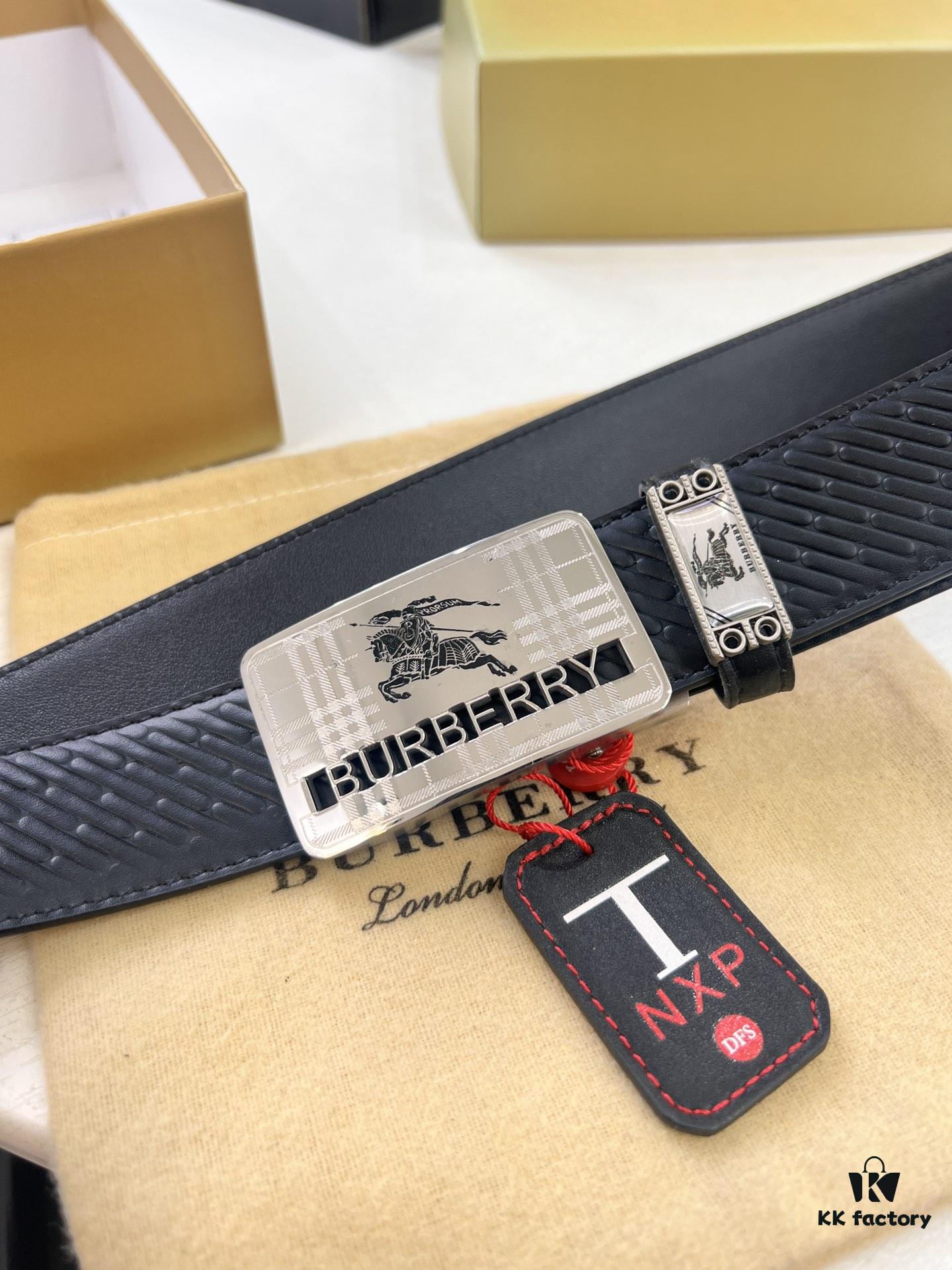 693202183a89a121ed550976 Burberry Equestrian Automatic Buckle Leather Belt, Newest Design, Full-Grain Cowhide with Original Factory Embossing, 3.5 cm Width, Top-Quality Business Formal Belt