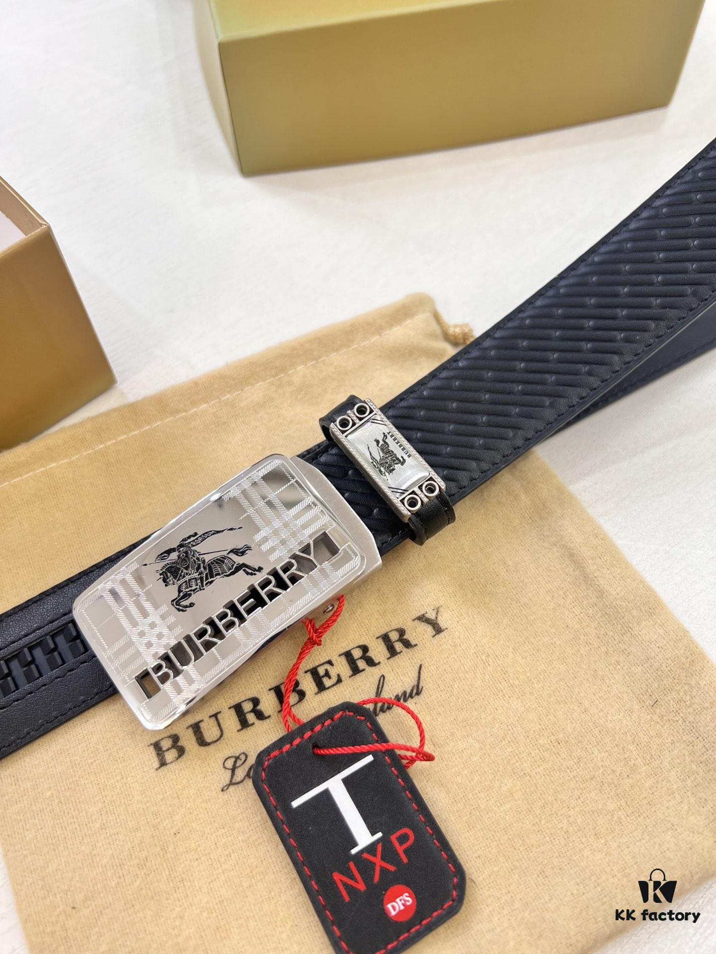 693202183a89a121ed550979 Burberry Equestrian Automatic Buckle Leather Belt, Newest Design, Full-Grain Cowhide with Original Factory Embossing, 3.5 cm Width, Top-Quality Business Formal Belt