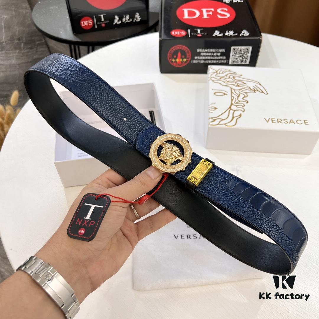 693202213a89a121ed55097c Versace Medusa Belt - Original Factory Direct, Italian Imported Ostrich Leather, 3.8cm Width, Premium Duty-Free Quality