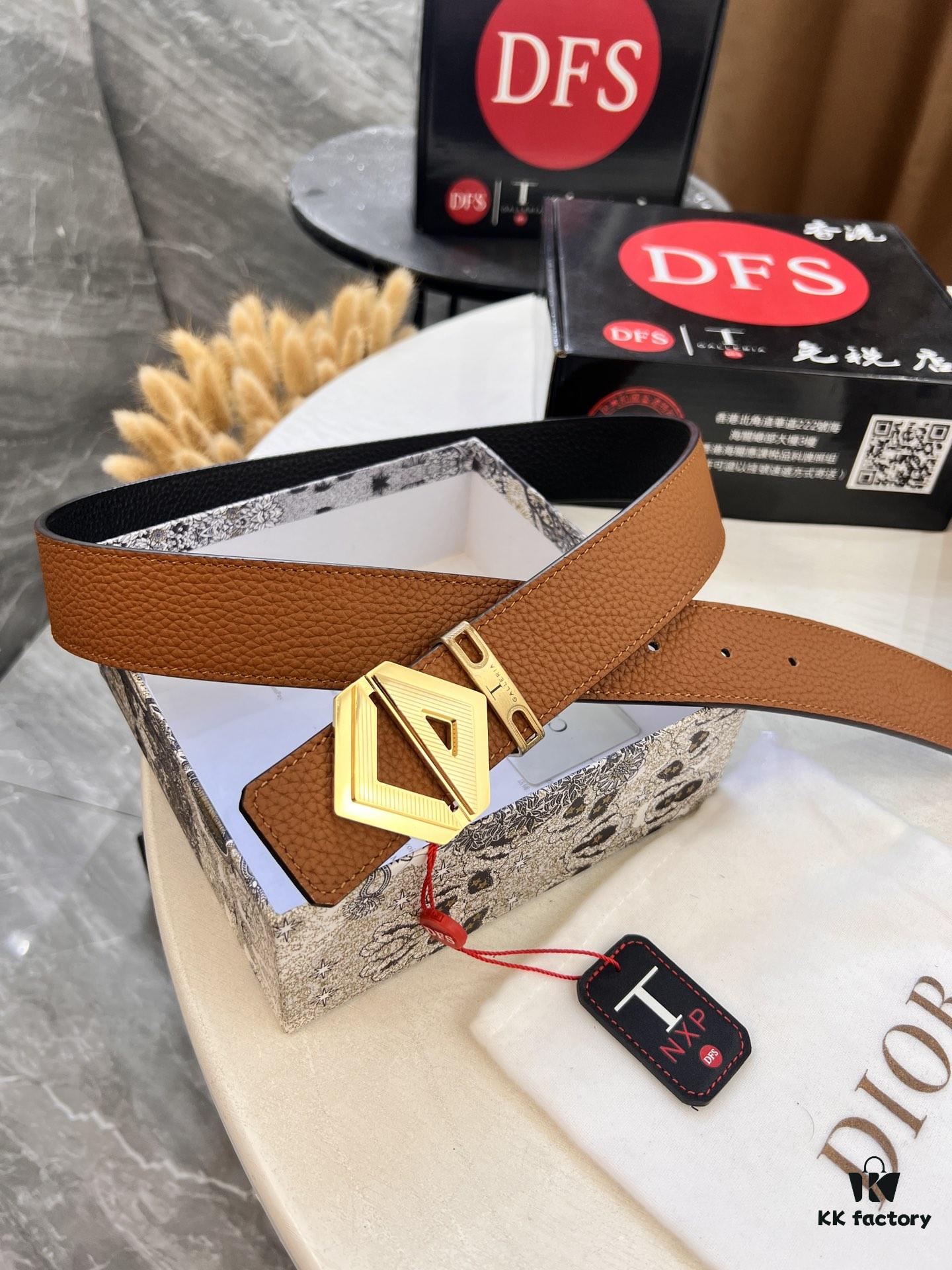 Dior D Four-Prong Belt with Hardware, Hong Kong Duty-Free Gift Box (NXP Tag with Official Website Verification, Authentic Anti-Counterfeit Chip)