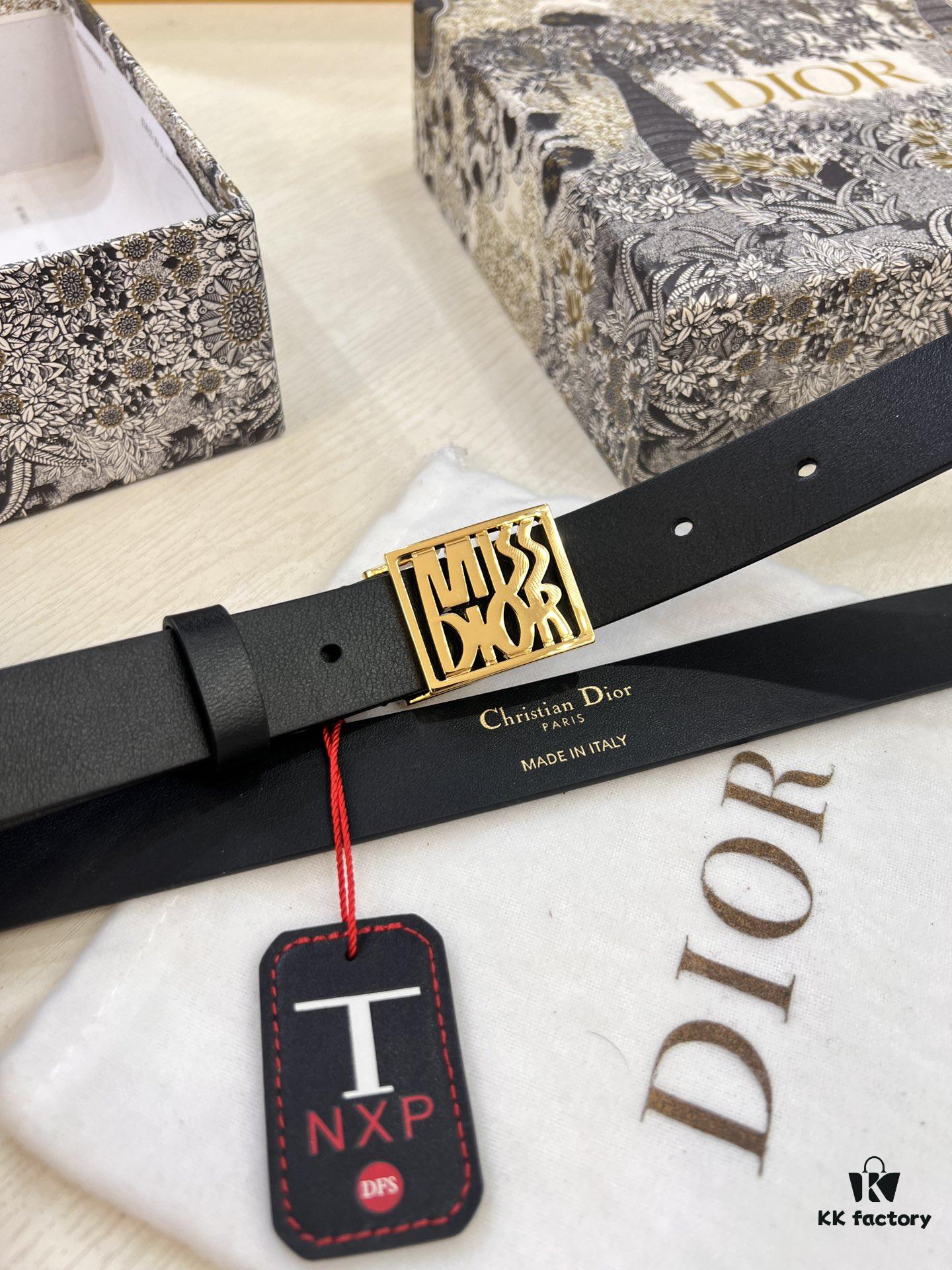 693202493a89a121ed550a4e Dior Women's Leather Belt, Imported French Leather, 3.0cm Width, High-Ion Plated Stainless Steel Buckle, Anti-Counterfeit Chip Verified
