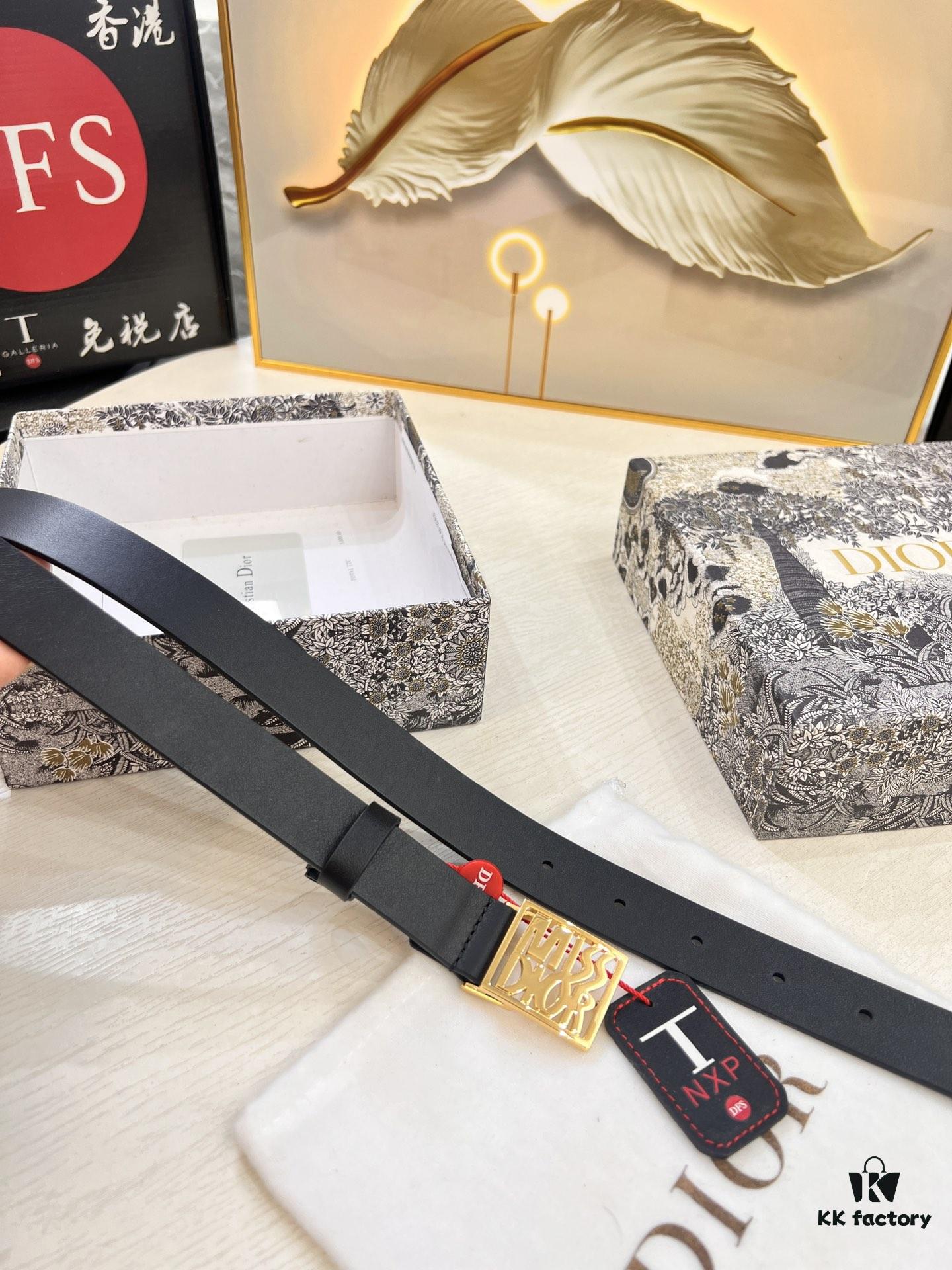 693202493a89a121ed550a4f Dior Women's Leather Belt, Imported French Leather, 3.0cm Width, High-Ion Plated Stainless Steel Buckle, Anti-Counterfeit Chip Verified