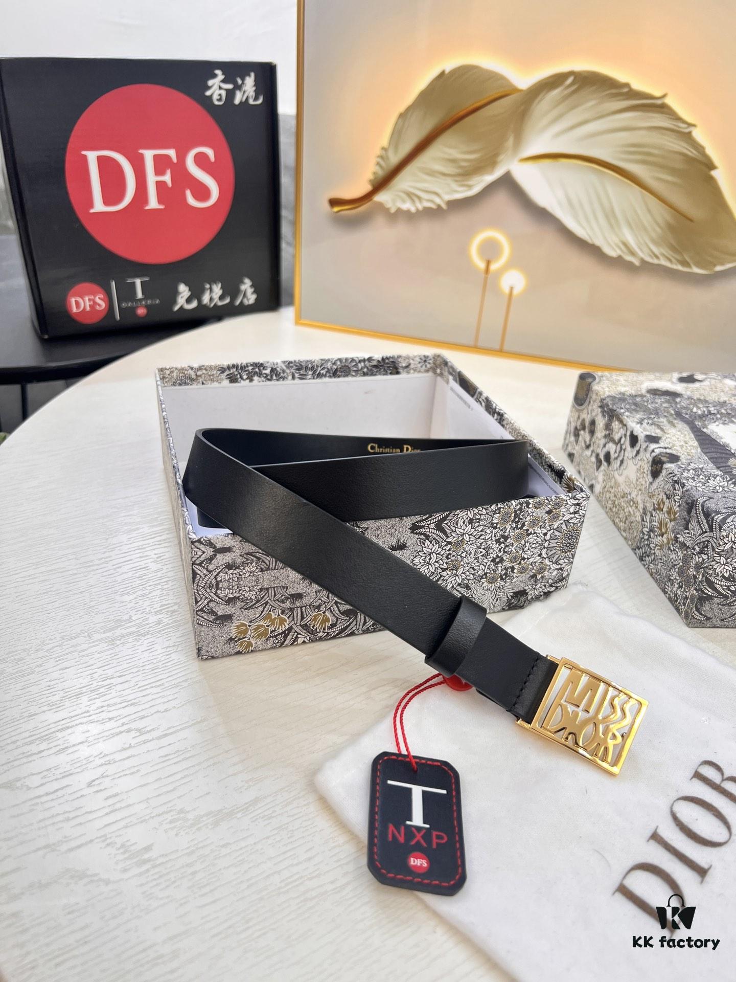 693202493a89a121ed550a50 Dior Women's Leather Belt, Imported French Leather, 3.0cm Width, High-Ion Plated Stainless Steel Buckle, Anti-Counterfeit Chip Verified