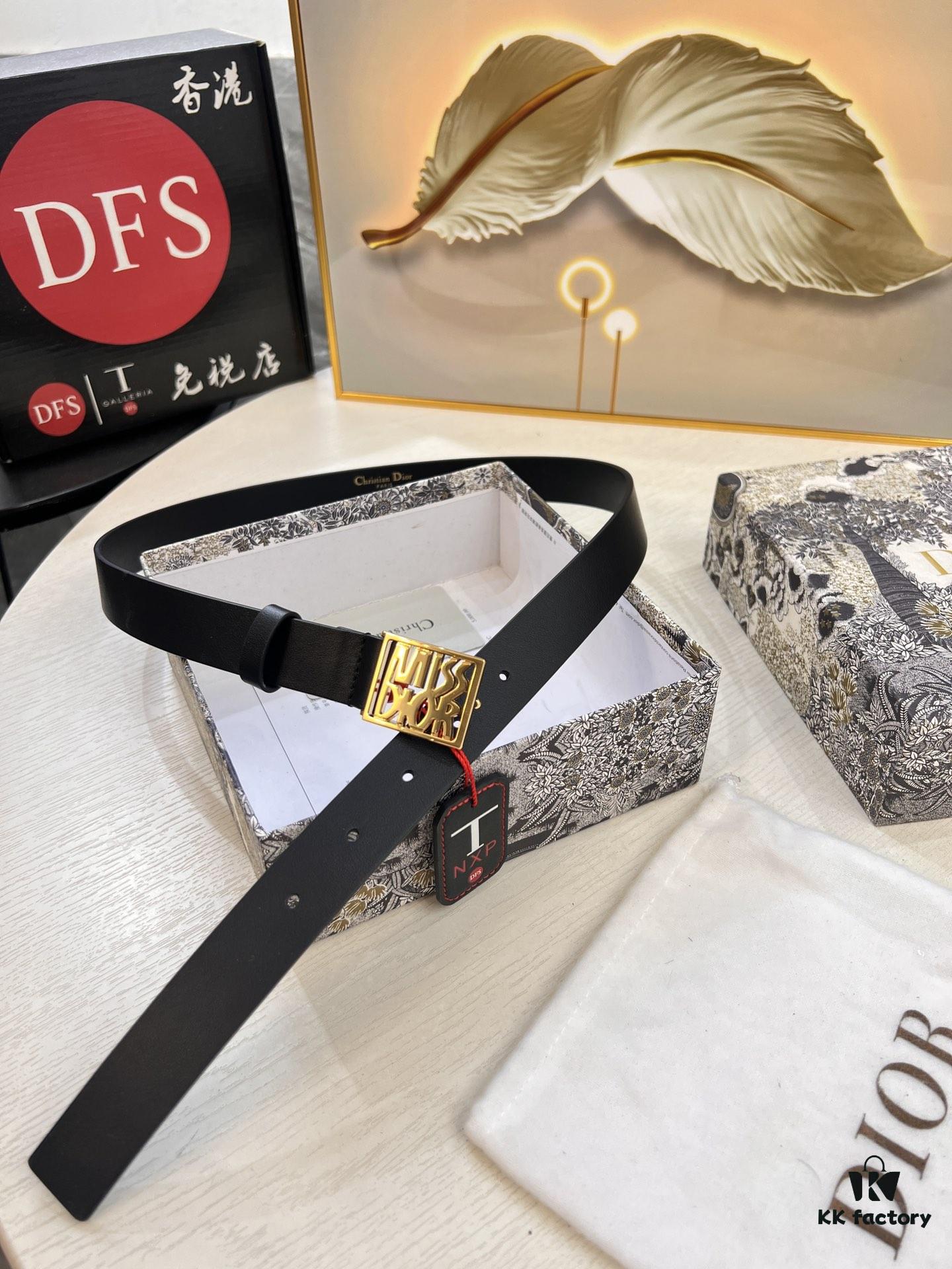 693202493a89a121ed550a51 Dior Women's Leather Belt, Imported French Leather, 3.0cm Width, High-Ion Plated Stainless Steel Buckle, Anti-Counterfeit Chip Verified
