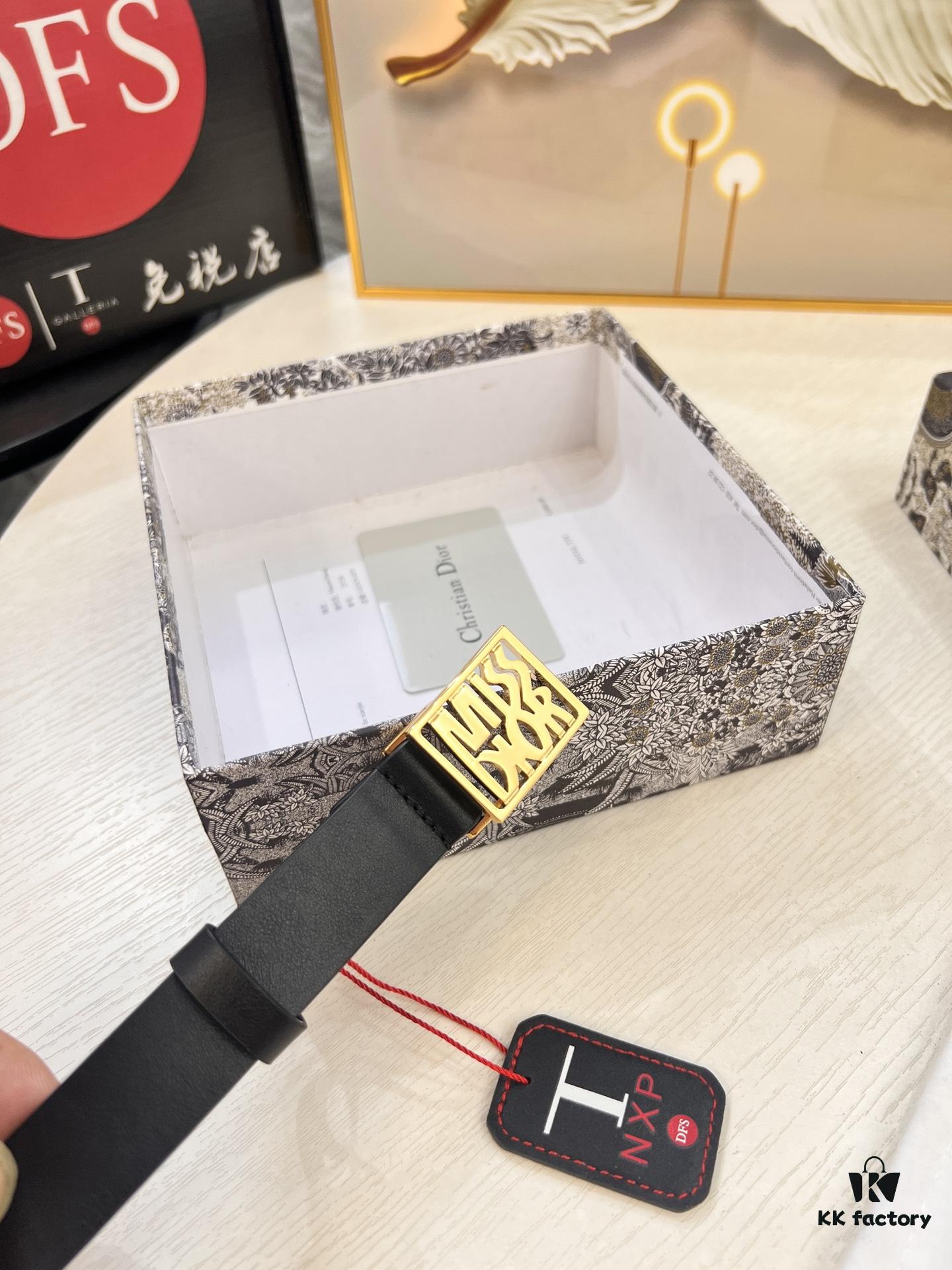 693202493a89a121ed550a52 Dior Women's Leather Belt, Imported French Leather, 3.0cm Width, High-Ion Plated Stainless Steel Buckle, Anti-Counterfeit Chip Verified