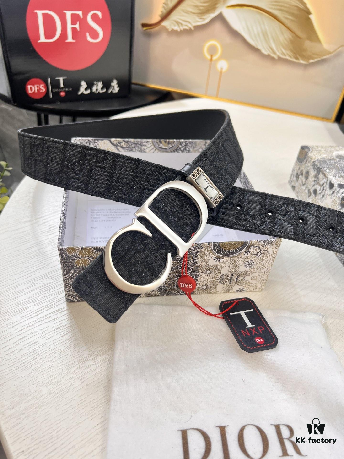 Dior D Belt, Hong Kong Duty-Free T Gift Box 🎁 (NXP RFID Tag with Official Website Verification, Authentic Anti-Counterfeit Chip)
