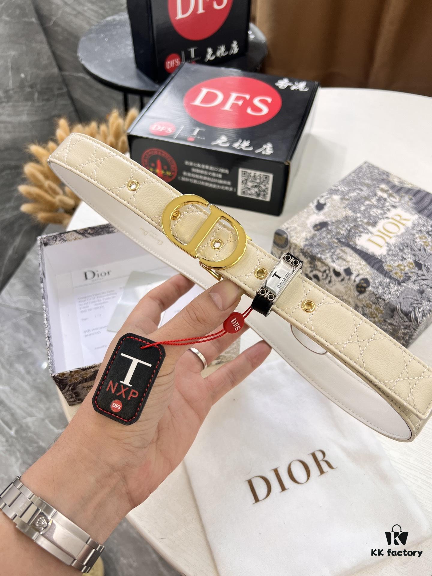 6932024c3a89a121ed550a77 Dior Women's Leather Belt, Imported French Leather, 3.0cm Width, High-Polish Stainless Steel Hardware, Hypoallergenic High-Ion Plating, Authenticity Chip Compatible with Official Website Verification