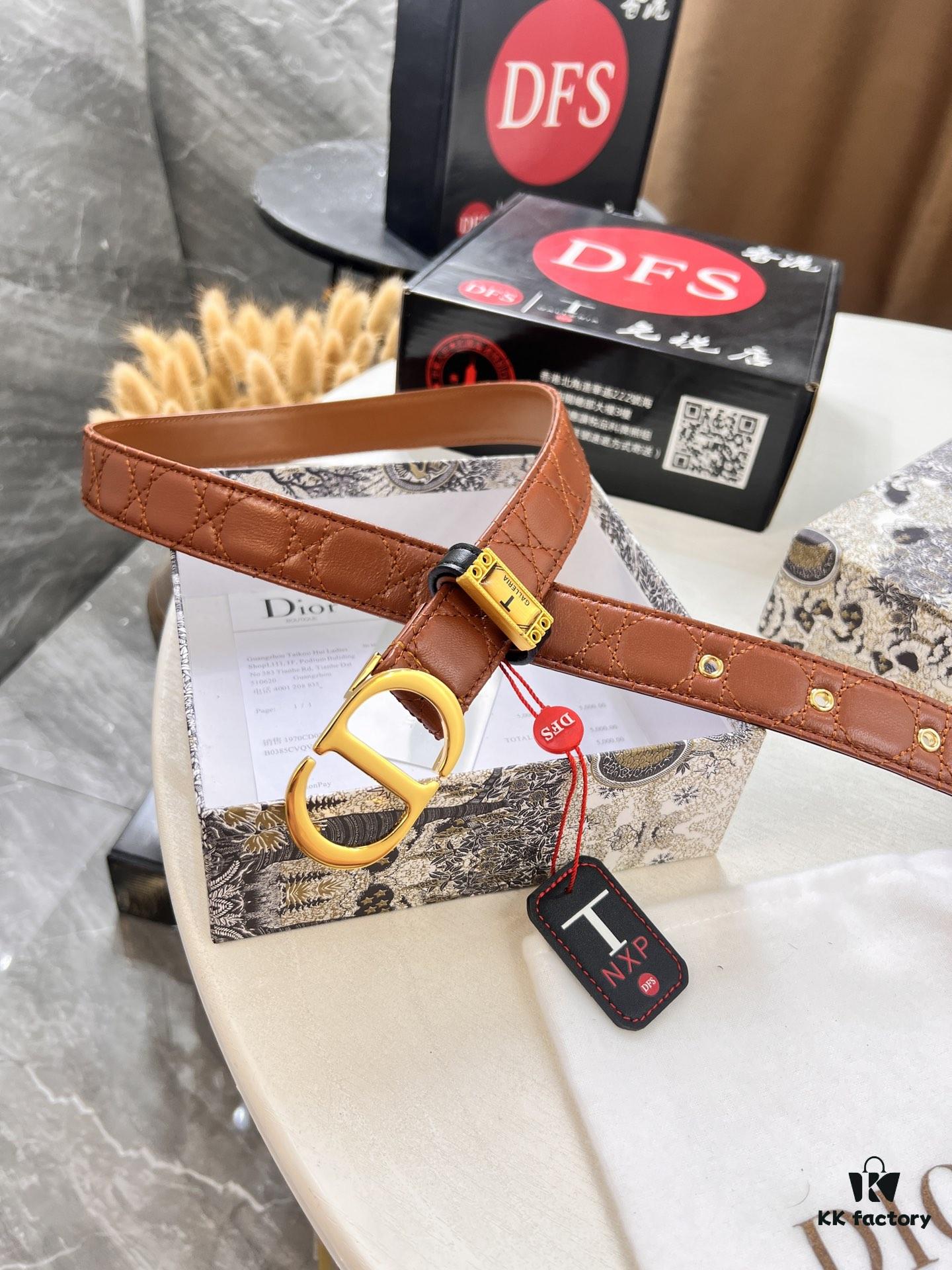 6932024d3a89a121ed550a83 Dior Women's Leather Belt, Imported French Leather, 3.0cm Width, High-Polish Stainless Steel Hardware, Hypoallergenic Plating, Authentic NXP RFID Chip