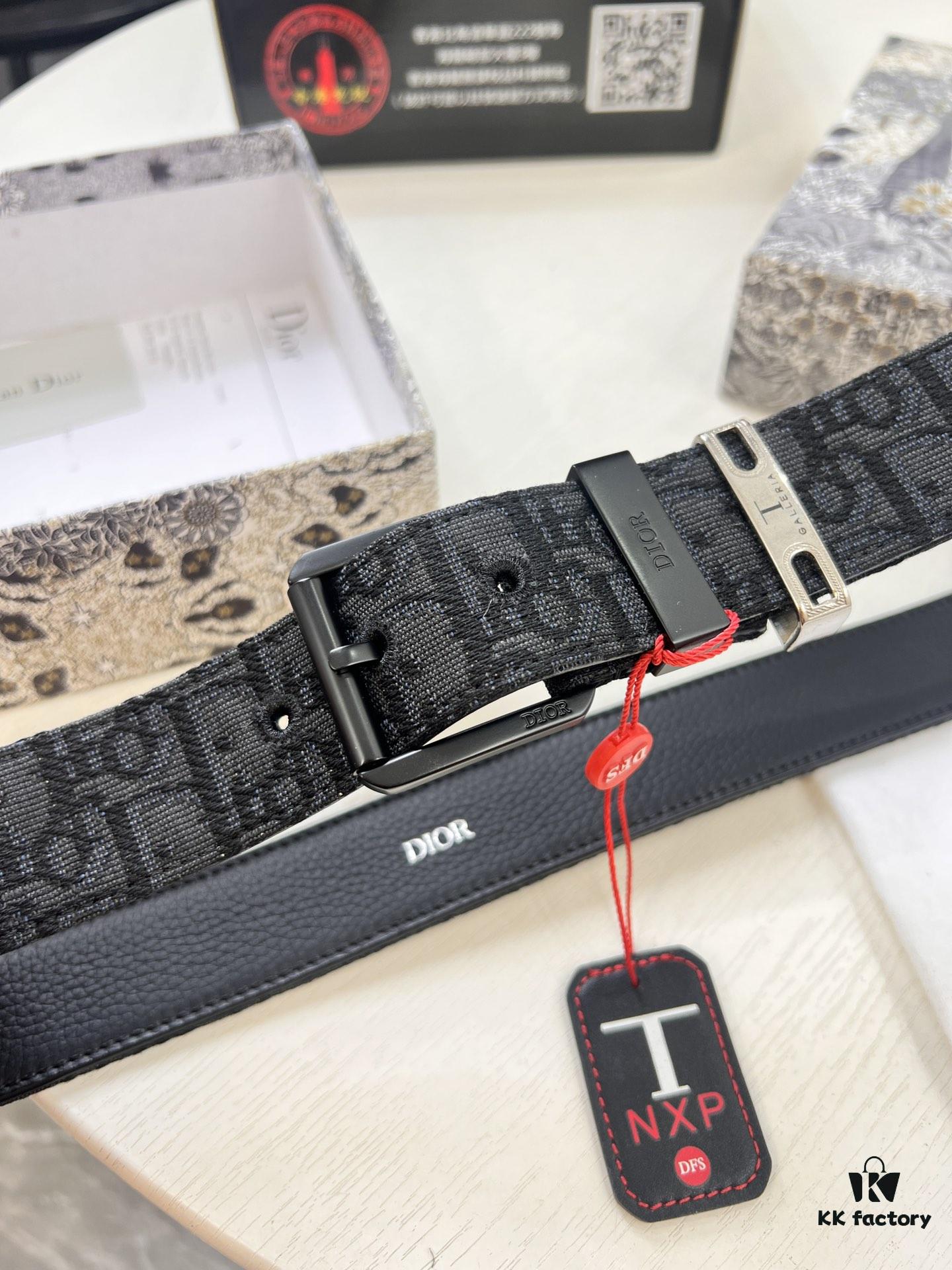 6932024f3a89a121ed550a9b Dior Unisex Belt, Latest Couple's Style, 3.5cm Width, Imported Embroidered Custom Fabric, Top Grain Cowhide with Lychee Texture, ZP Synchronized Needle Buckle with Polished Hardware