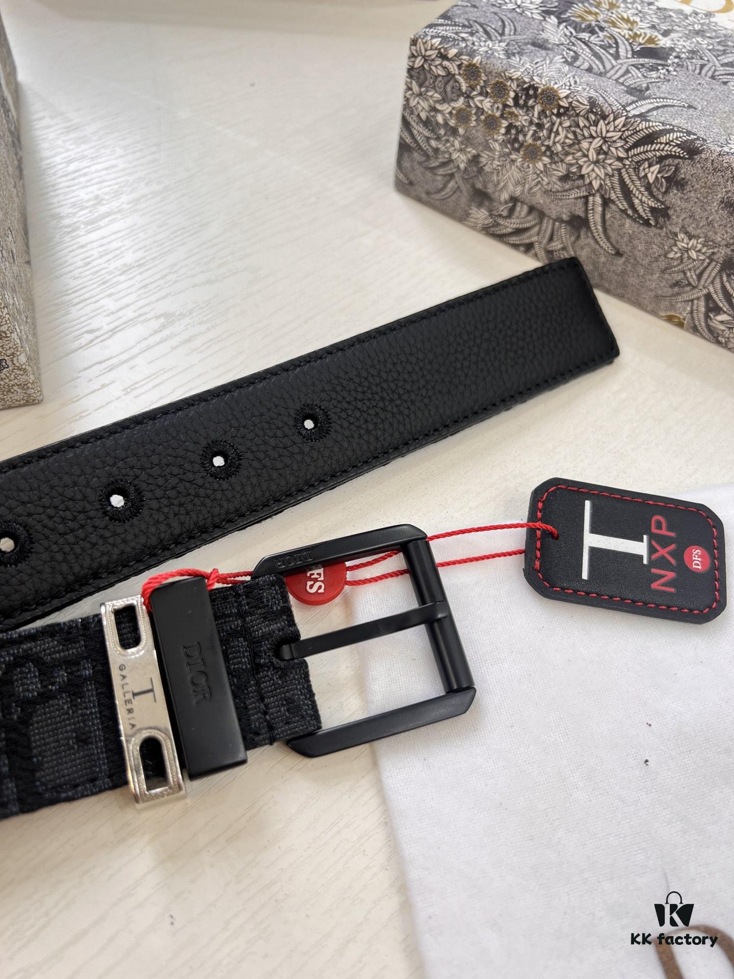 6932024f3a89a121ed550a9c Dior Unisex Belt, Latest Couple's Style, 3.5cm Width, Imported Embroidered Custom Fabric, Top Grain Cowhide with Lychee Texture, ZP Synchronized Needle Buckle with Polished Hardware