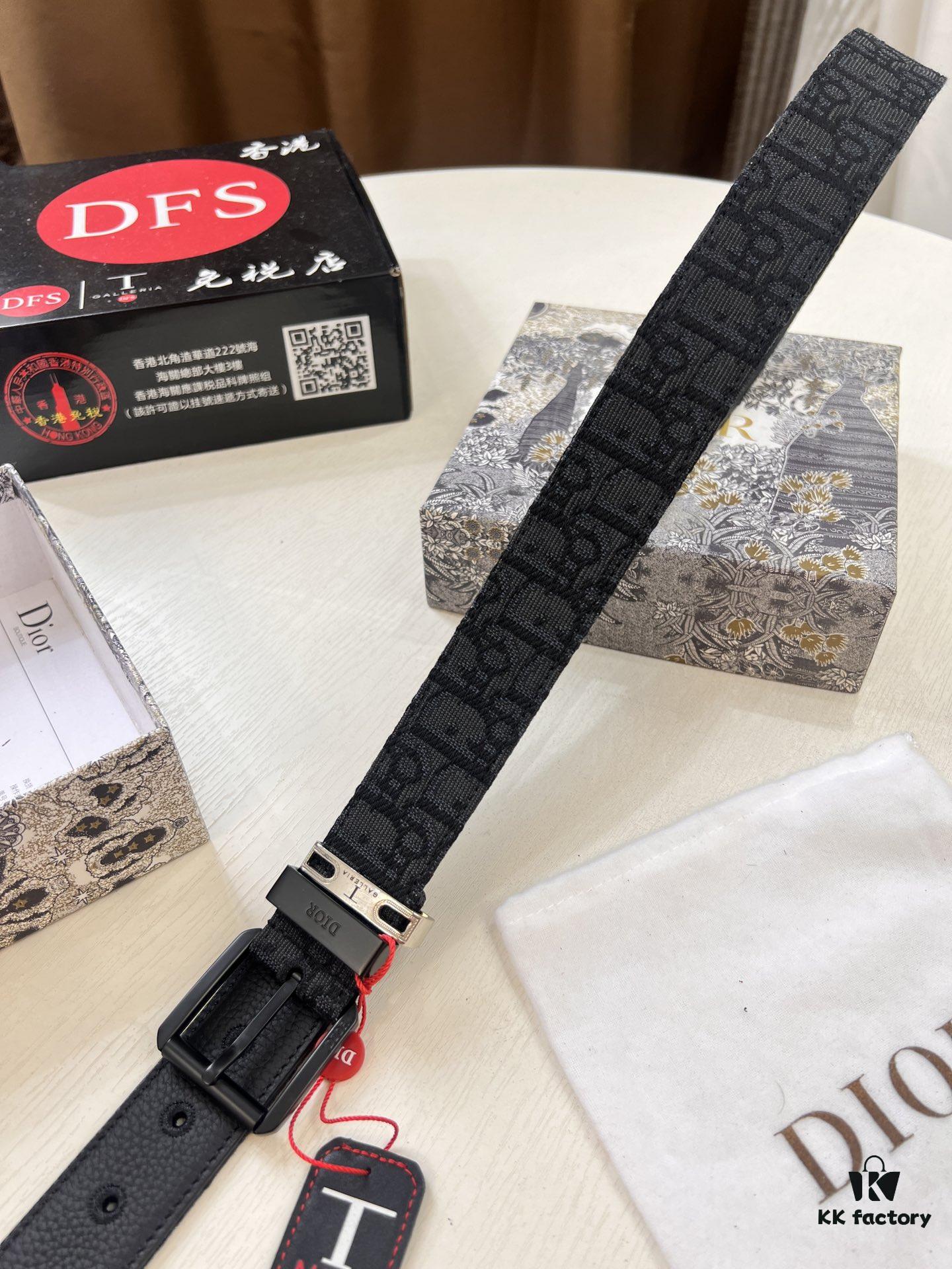 6932024f3a89a121ed550a9e Dior Unisex Belt, Latest Couple's Style, 3.5cm Width, Imported Embroidered Custom Fabric, Top Grain Cowhide with Lychee Texture, ZP Synchronized Needle Buckle with Polished Hardware