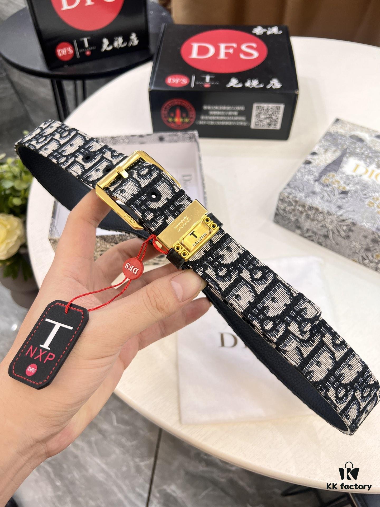 693202503a89a121ed550aa1 Dior Unisex Belt - Latest Couple Style, Imported Embroidered Custom Fabric, Full-Grain Calfskin with Lychee Texture, Polished ZP-Synchronized Pin Buckle Hardware, 3.5cm Width