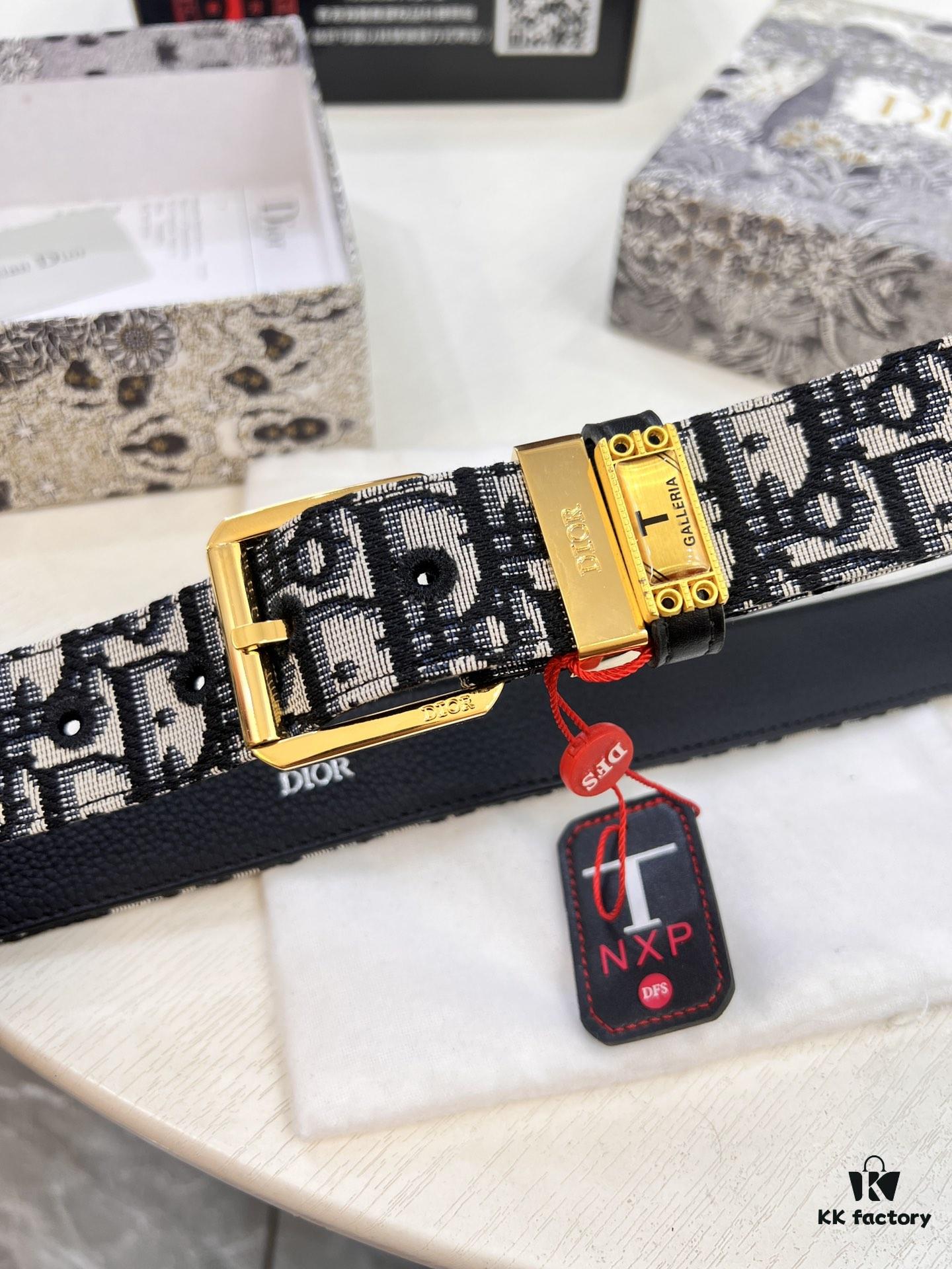 693202503a89a121ed550aa2 Dior Unisex Belt - Latest Couple Style, Imported Embroidered Custom Fabric, Full-Grain Calfskin with Lychee Texture, Polished ZP-Synchronized Pin Buckle Hardware, 3.5cm Width