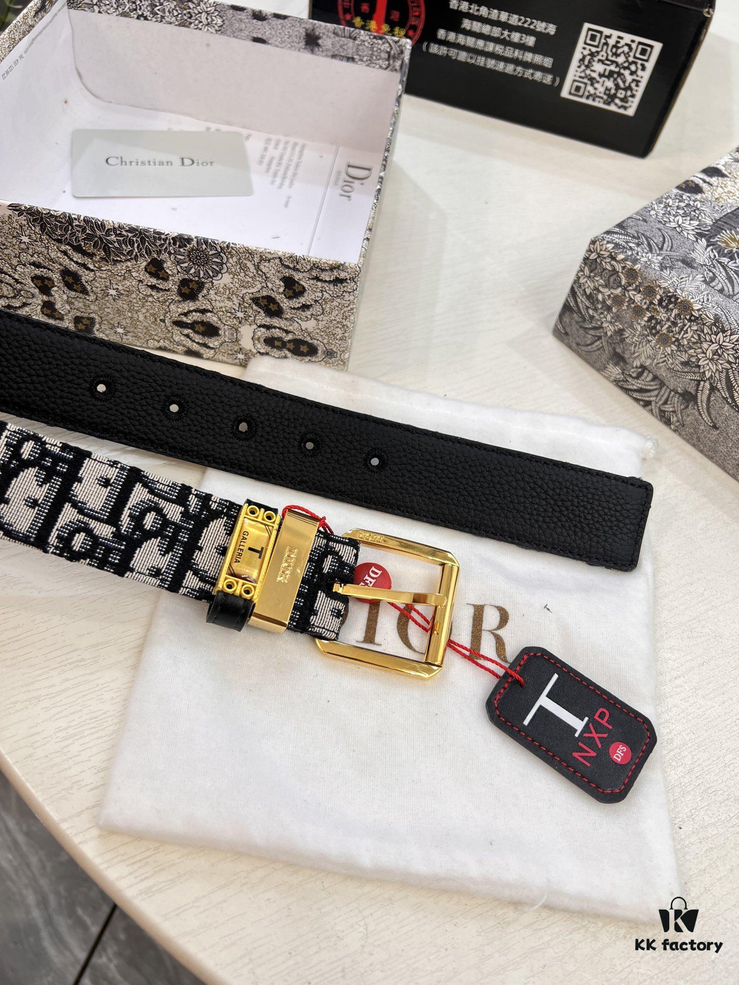 693202503a89a121ed550aa3 Dior Unisex Belt - Latest Couple Style, Imported Embroidered Custom Fabric, Full-Grain Calfskin with Lychee Texture, Polished ZP-Synchronized Pin Buckle Hardware, 3.5cm Width
