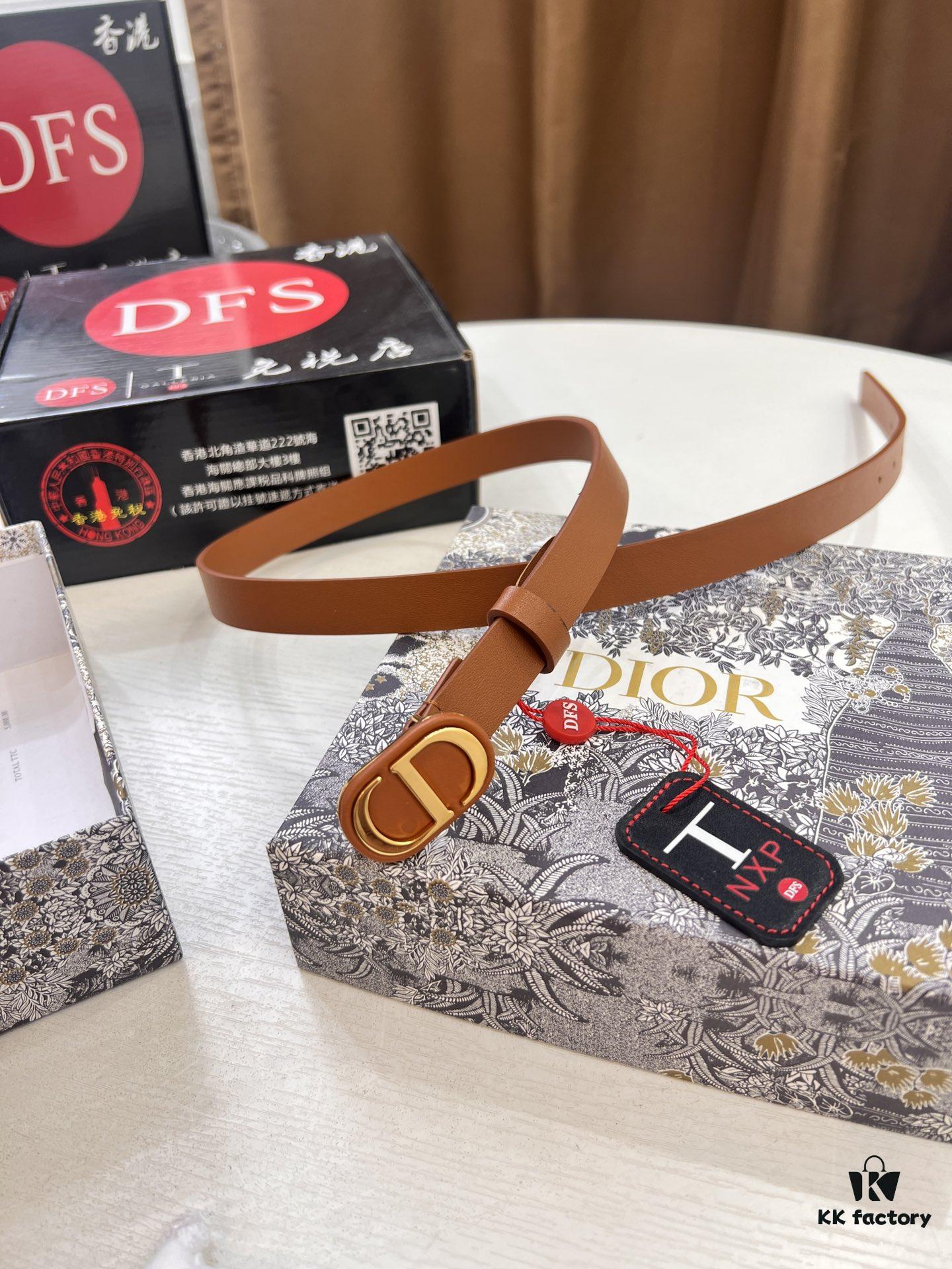 Dior Women's Leather Belt, Influencer Favorite, Store Owner Recommended, 2.0 cm Width, Premium Imported Leather, Matching CD Hardware