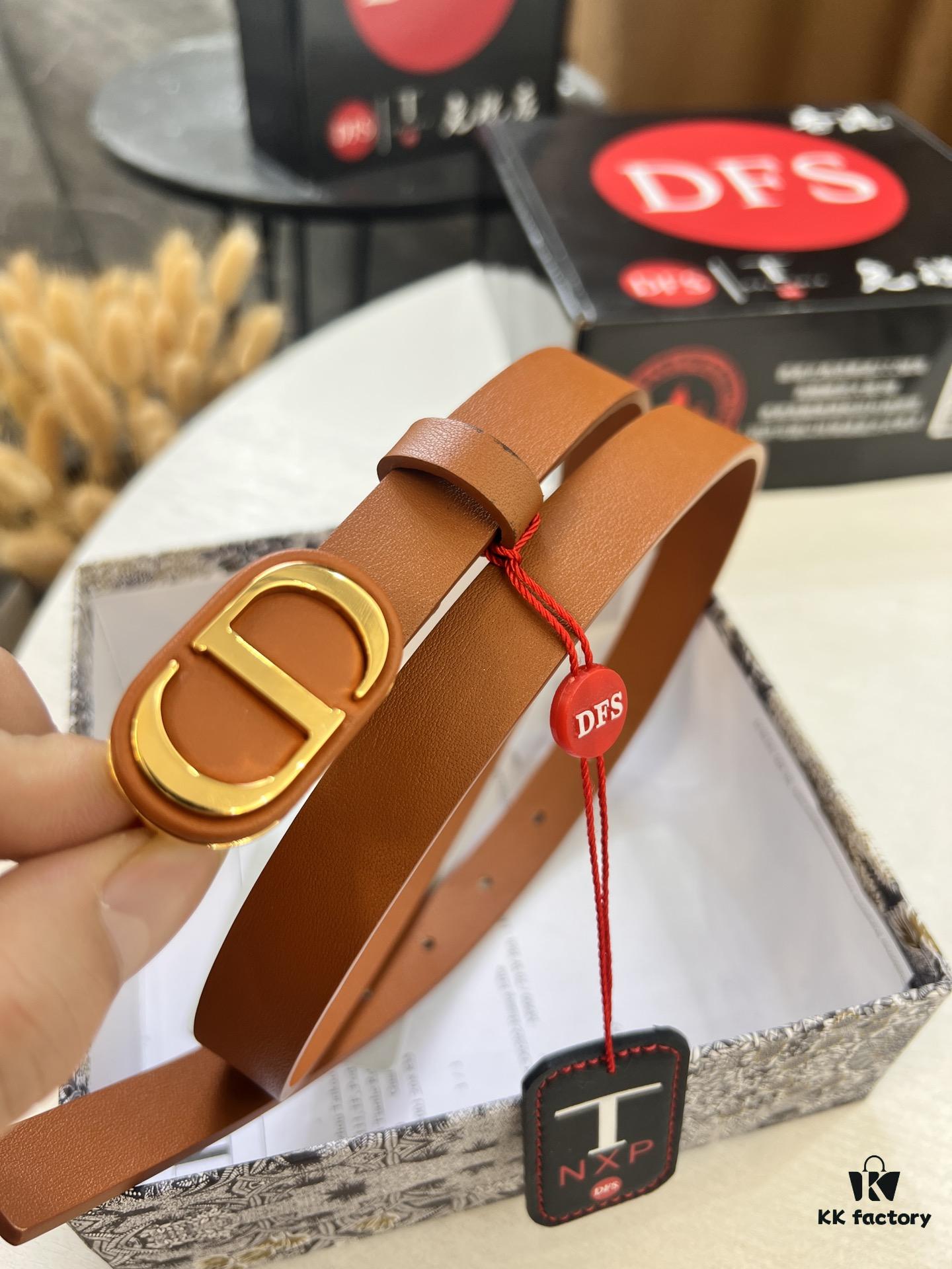 Dior Women's Leather Belt, Influencer Favorite, Store Owner Recommended, 2.0 cm Width, Premium Imported Leather, Matching CD Hardware