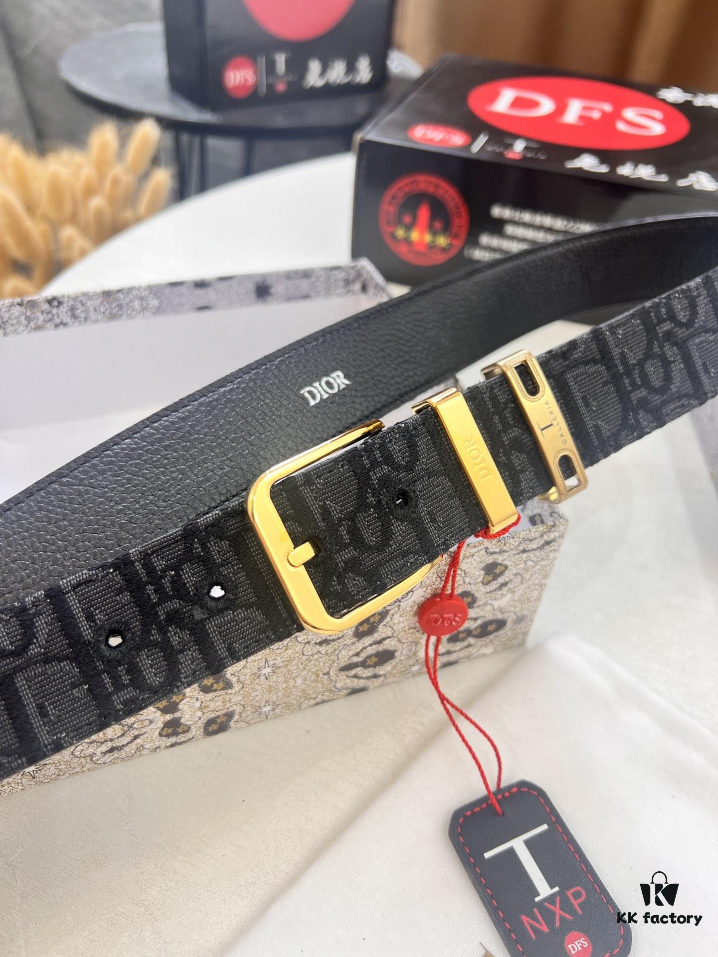 693202713a89a121ed550b1b Dior Unisex Belt - Latest Couple's Style, Imported Embroidered Custom Fabric, Full-Grain Lychee Leather, Polished ZP Synchronous Pin Buckle, 3.5cm Width
