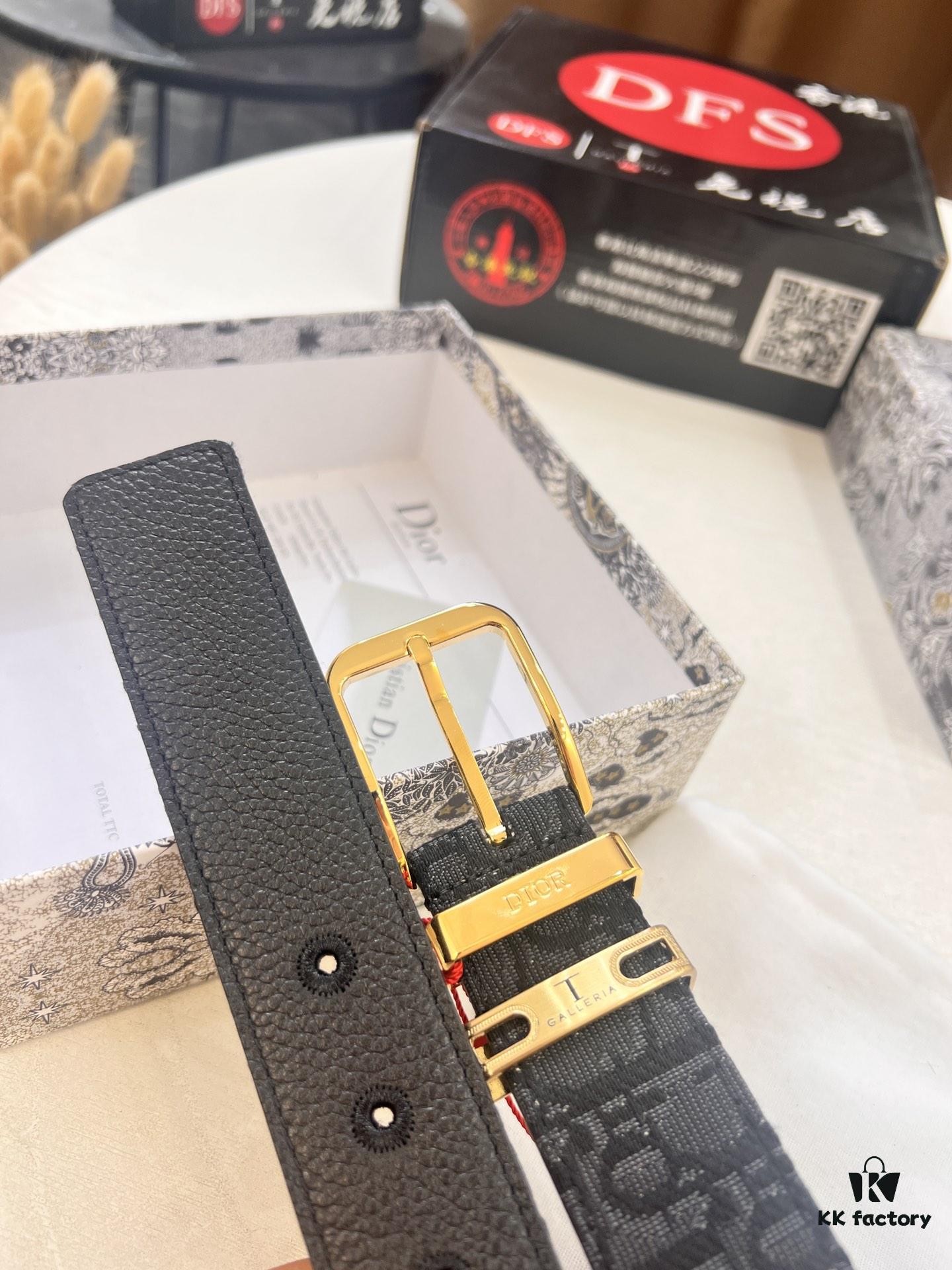 693202713a89a121ed550b1c Dior Unisex Belt - Latest Couple's Style, Imported Embroidered Custom Fabric, Full-Grain Lychee Leather, Polished ZP Synchronous Pin Buckle, 3.5cm Width