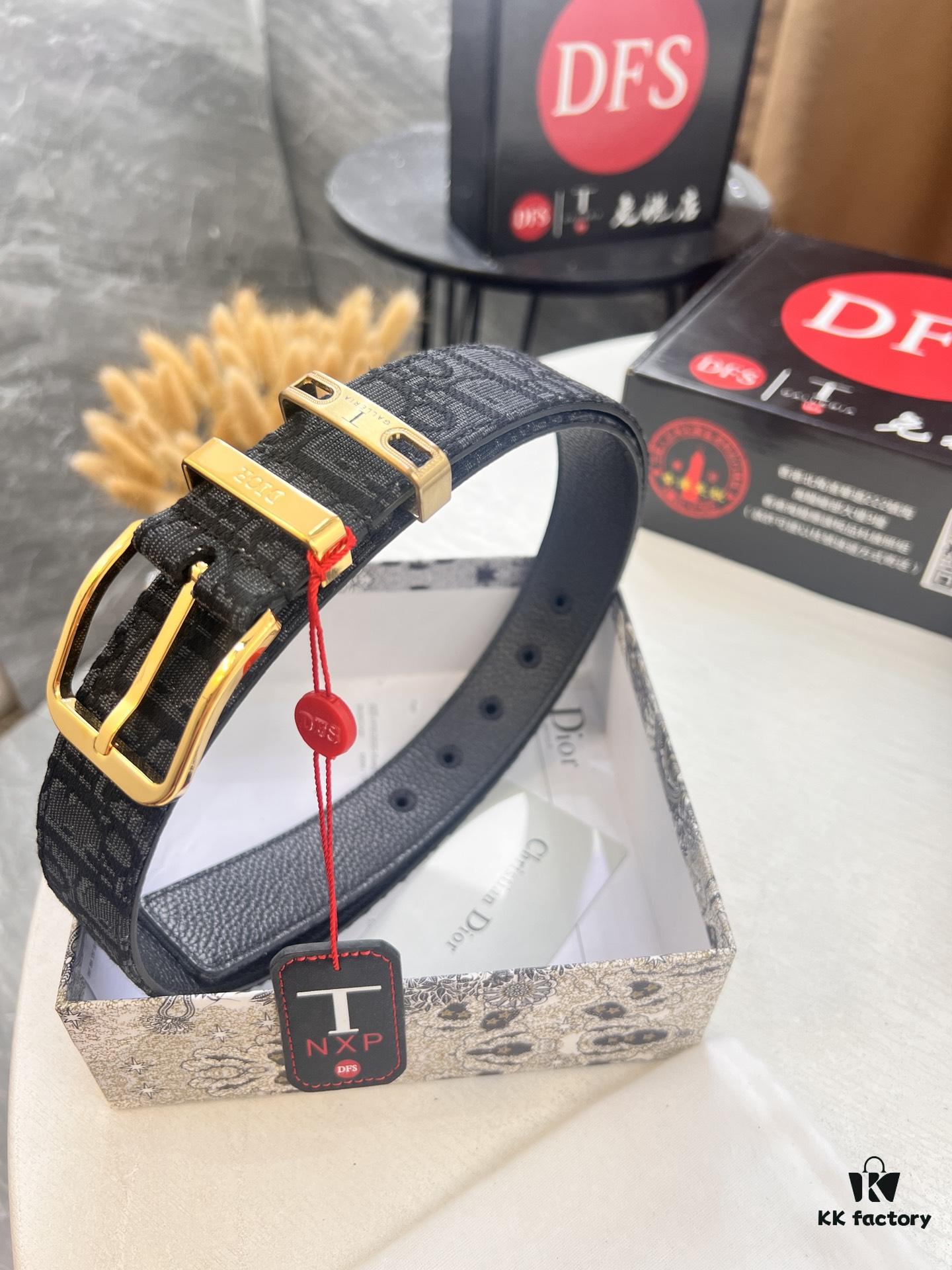 693202713a89a121ed550b1d Dior Unisex Belt - Latest Couple's Style, Imported Embroidered Custom Fabric, Full-Grain Lychee Leather, Polished ZP Synchronous Pin Buckle, 3.5cm Width