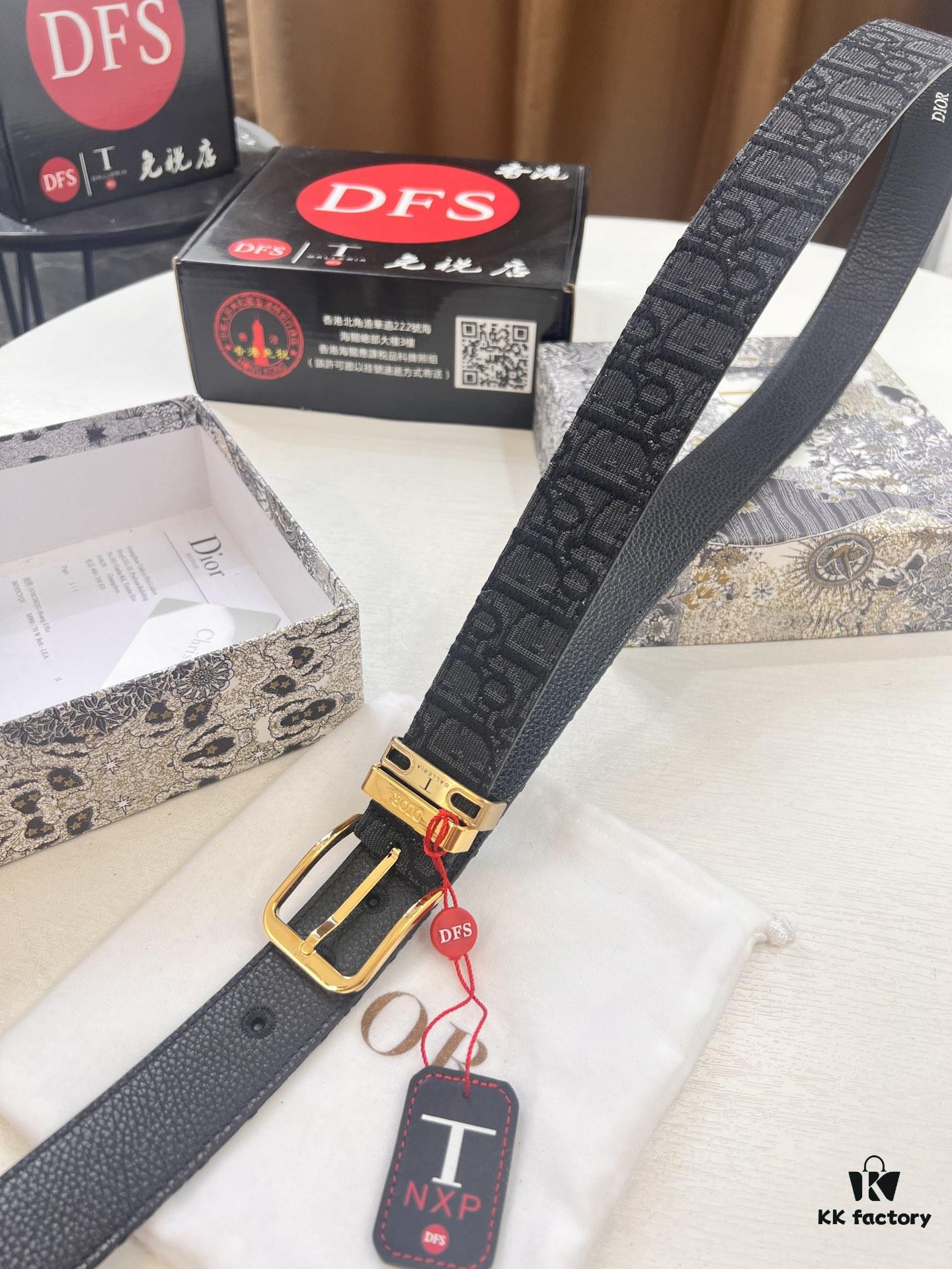 693202713a89a121ed550b1e Dior Unisex Belt - Latest Couple's Style, Imported Embroidered Custom Fabric, Full-Grain Lychee Leather, Polished ZP Synchronous Pin Buckle, 3.5cm Width