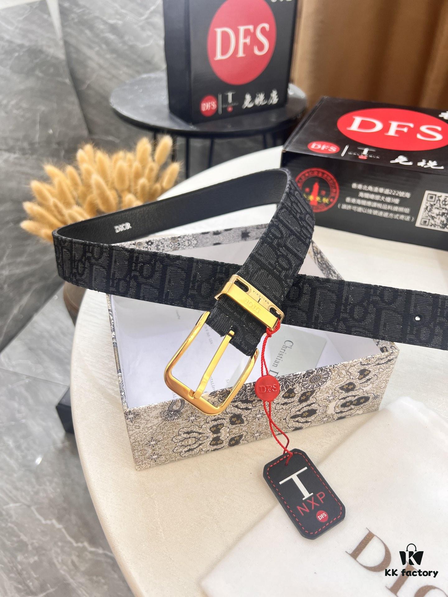 693202723a89a121ed550b1f Dior Unisex Belt - Latest Couple's Style, Imported Embroidered Custom Fabric, Full-Grain Lychee Leather, Polished ZP Synchronous Pin Buckle, 3.5cm Width