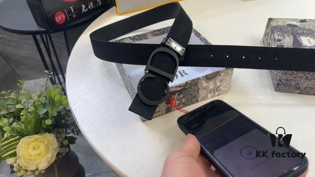 Dior Unisex Series, Imported Embossed Twill Double-Sided Belt, Genuine Leather from Original Factory
